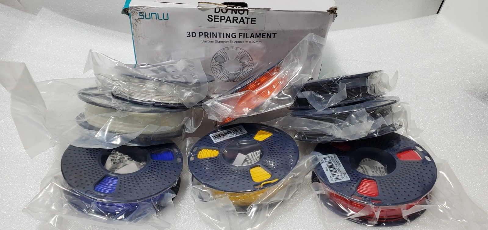 SUNLU 3D Printer Filament Bundle 8 Colors 1.75mm Elite PLA .25 kg each NEW