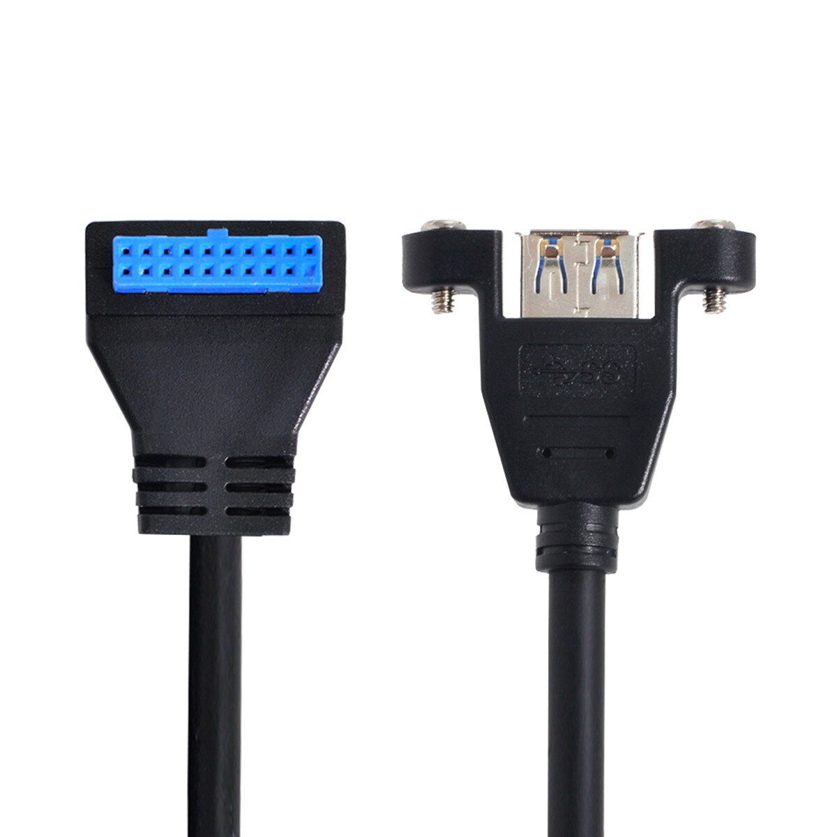 Cablecy USB 3.0 Single Port A Female Screw Mount Type to Down Angled Motherboard