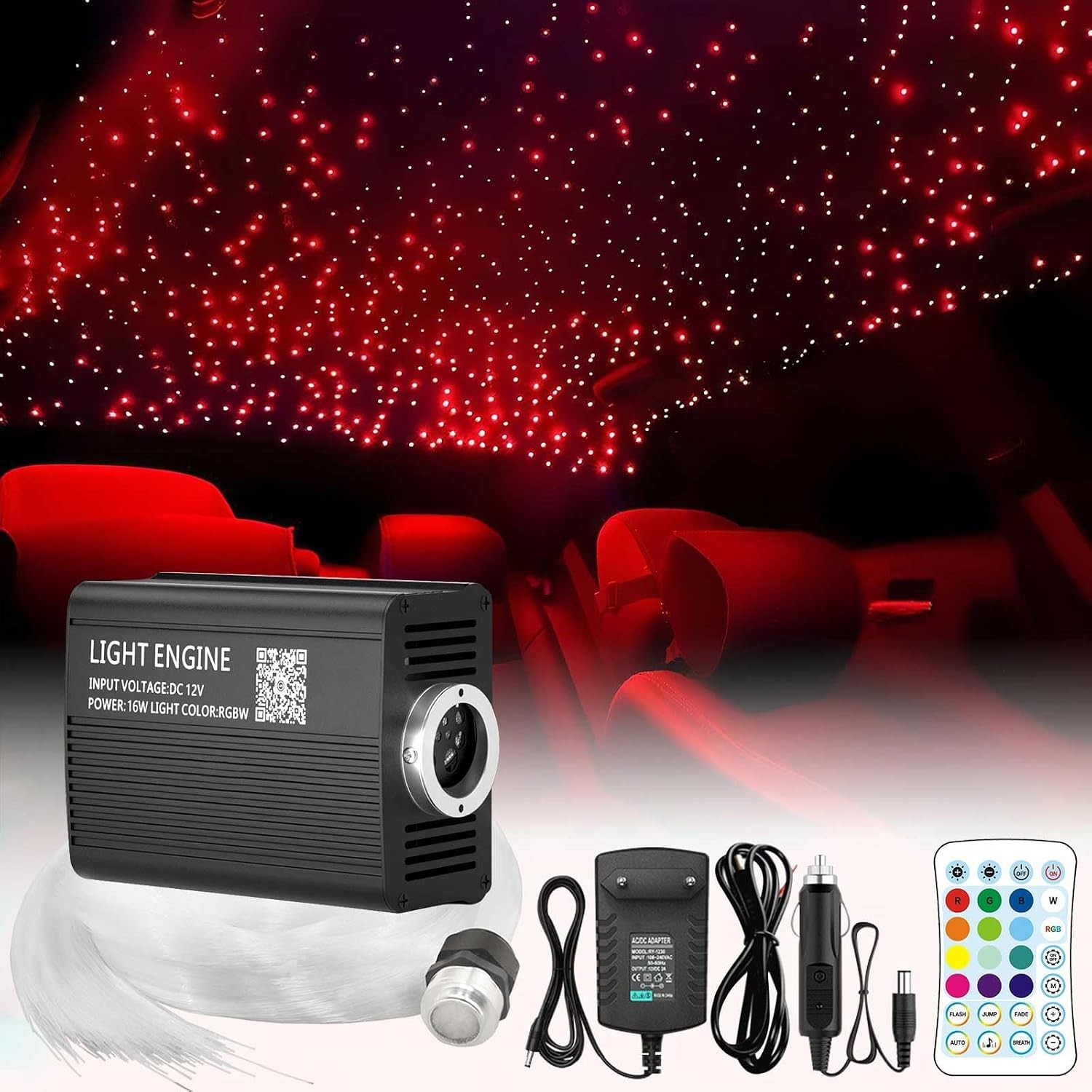 500pcs 16W 6.5ft LED Star Ceiling Fiber Optic Lights Kit Star Ceiling Lamp Kit