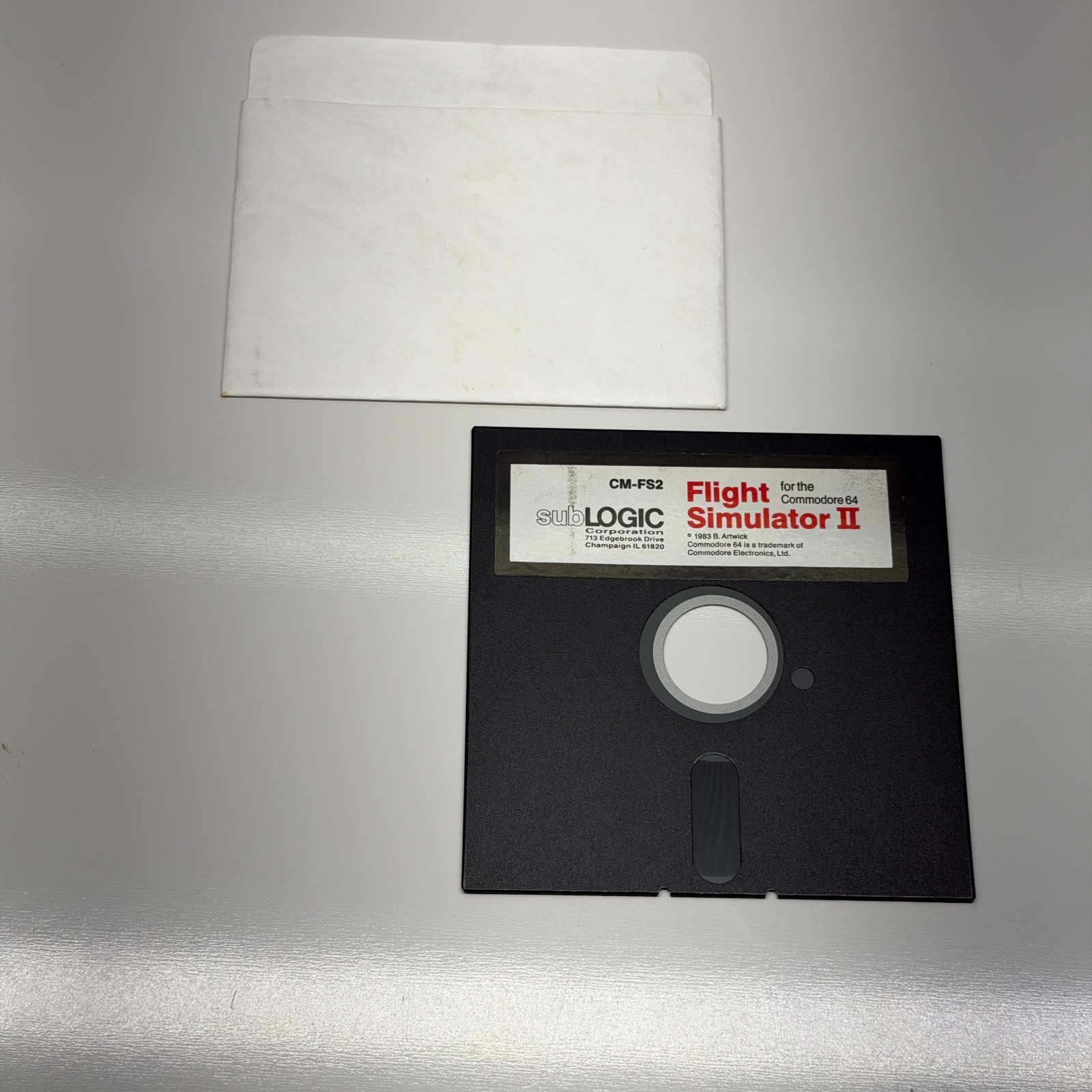 Vtg Commodore 64 Flight Simulator II SubLogic Software 5.25” Floppy Disk 1983