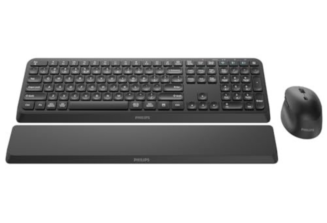 Philips 6000 Series Wireless Keyboard Mouse Combo, Bluetooth, 3-Device, Black