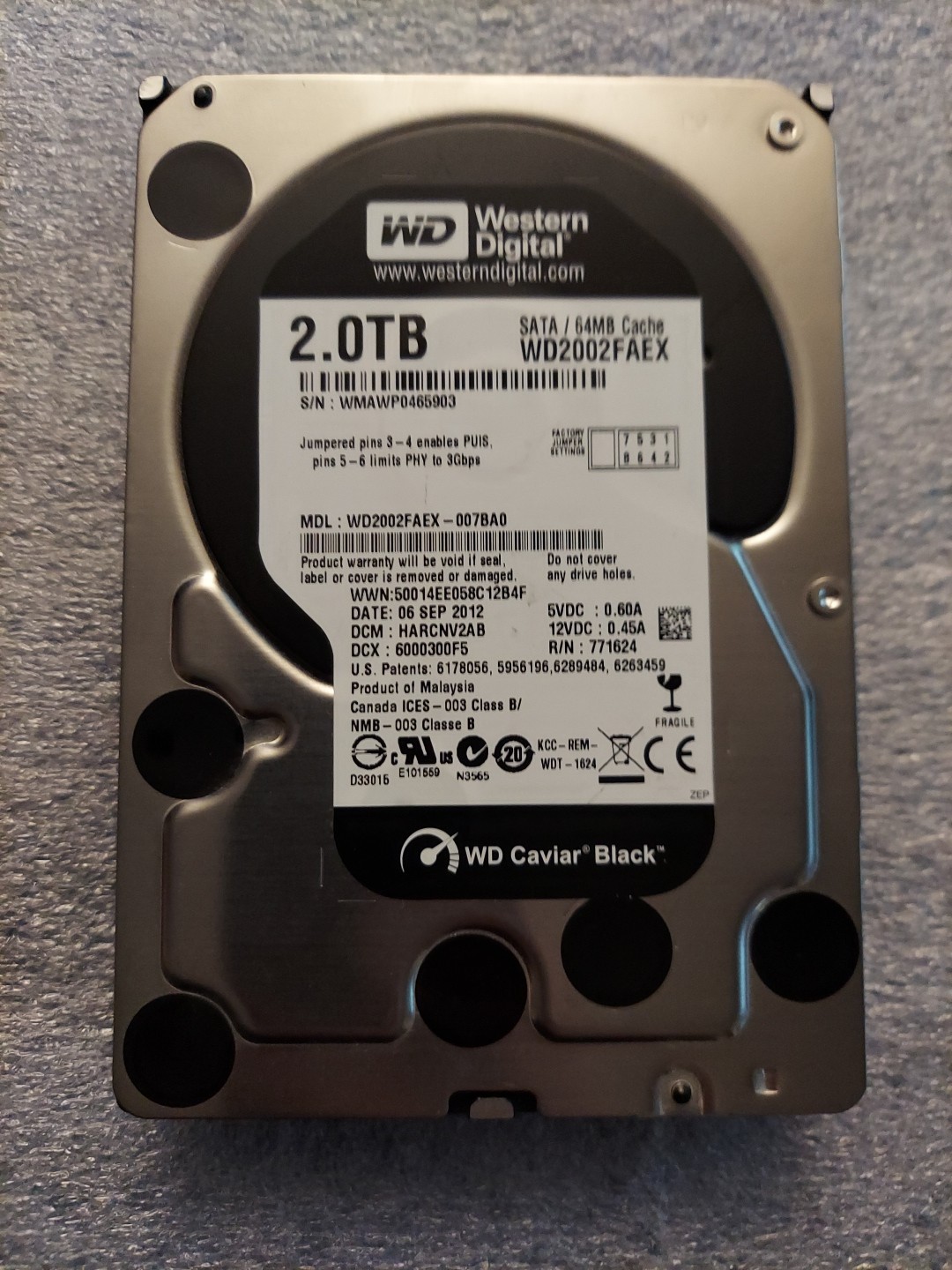 Tested GOOD Western Digital WD2002FAEX 2TB SATA 3.5" HDD Desktop Hard Disk Drive