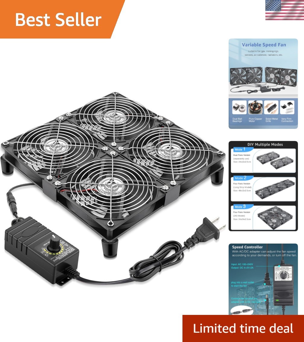 4X 120mm Fans with Variable Speed Controller 100V-240V AC Powered