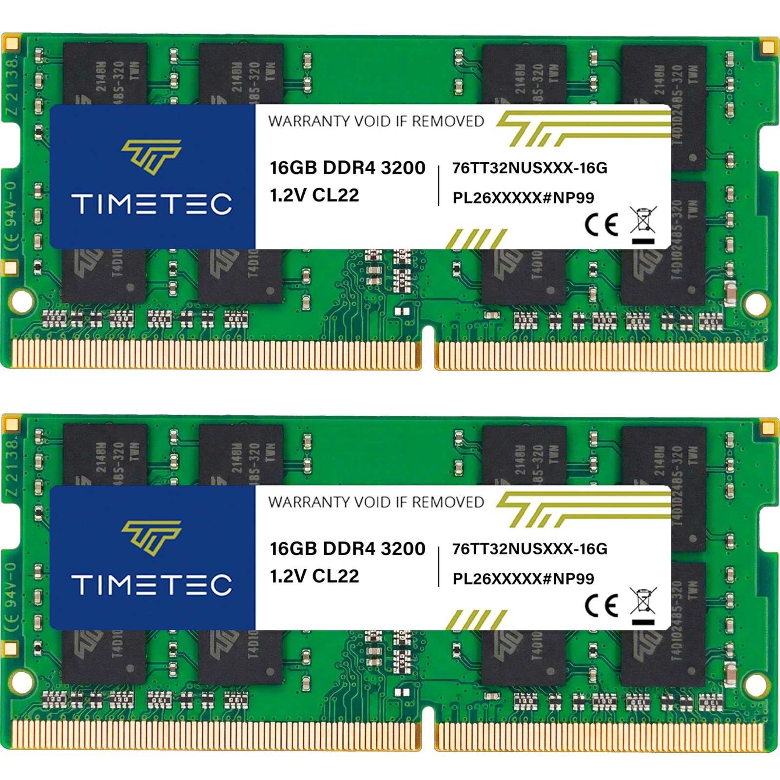 Timetec 32GB (2x16GB) DDR4 3200MHz (PC4-3200AA) PC4-25600 Laptop – 260-Pin