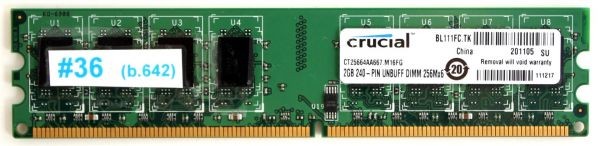 Memory 2gb 240-pin unbuff dimm 256mx64 ct25664aa667.m16fg