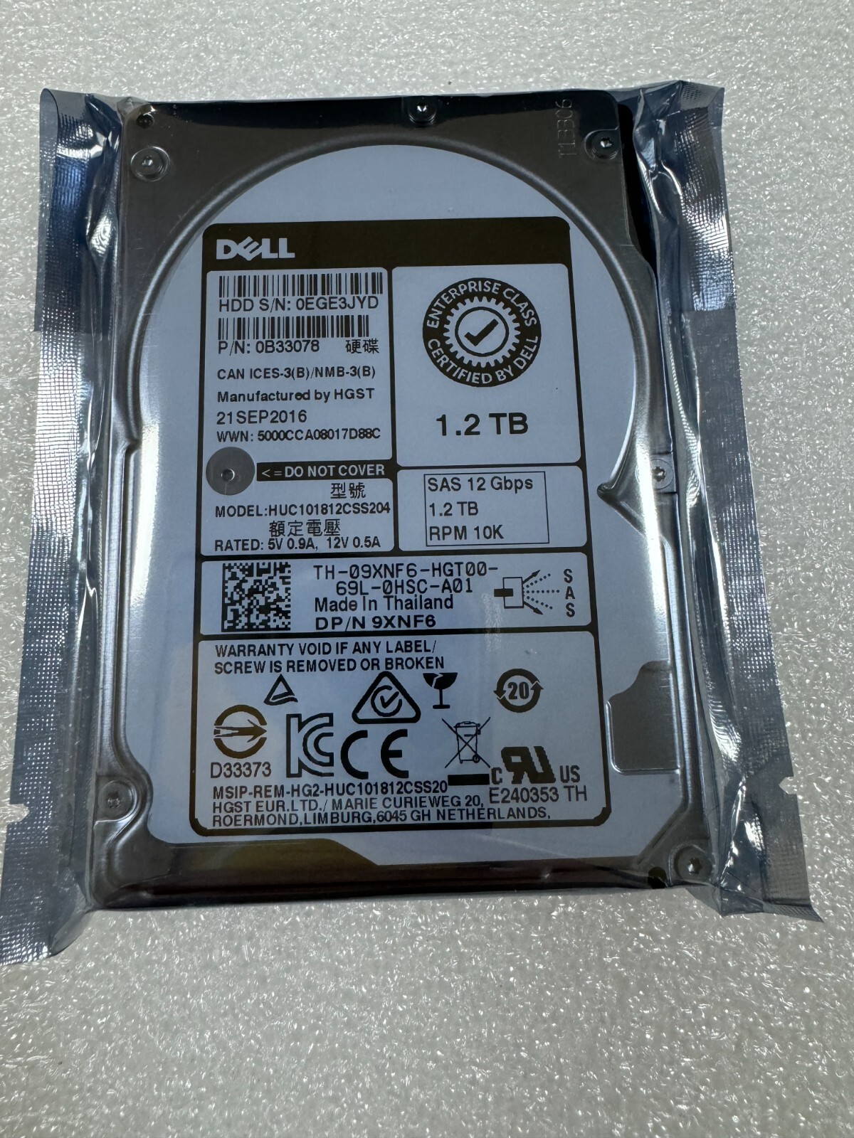 New DELL 1.2TB 12G 2.5" SAS R720 R820 R910 T710 9XNF6 09XNF6 HUC101812CSS204