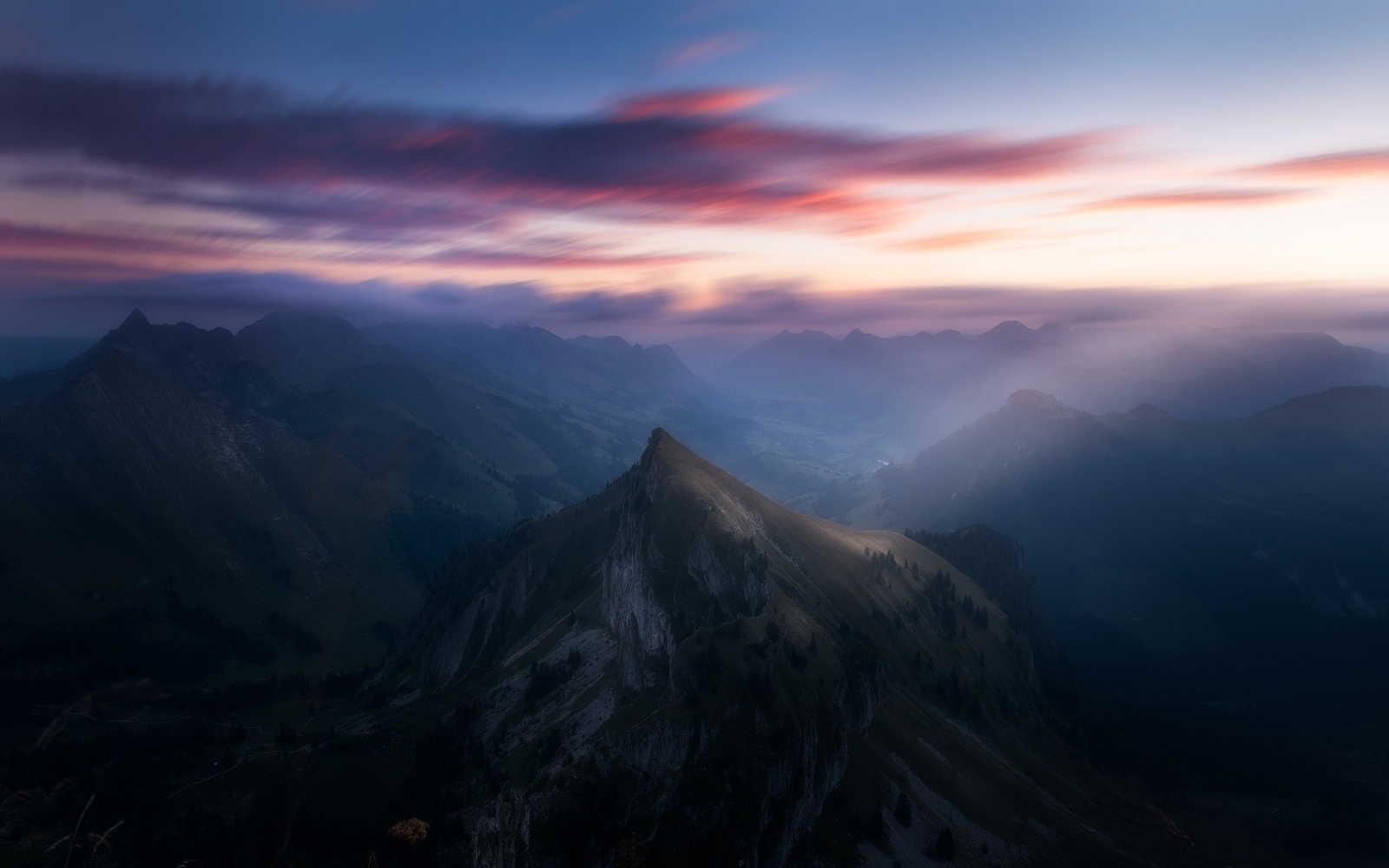Landscape mist morning nature mountains clouds Custom Gaming Mat Desk