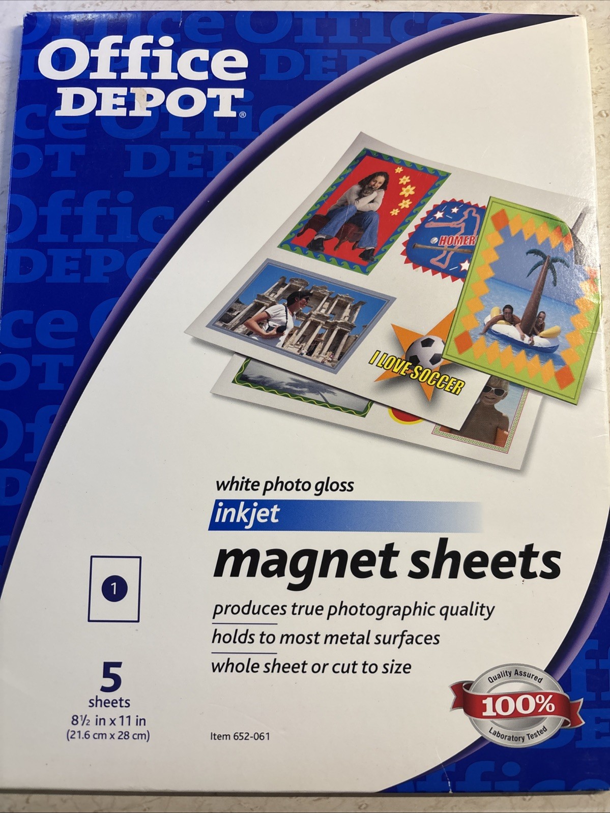 Office Depot Inkjet Magnet Sheets 5-Pack Letter Size White Glossy