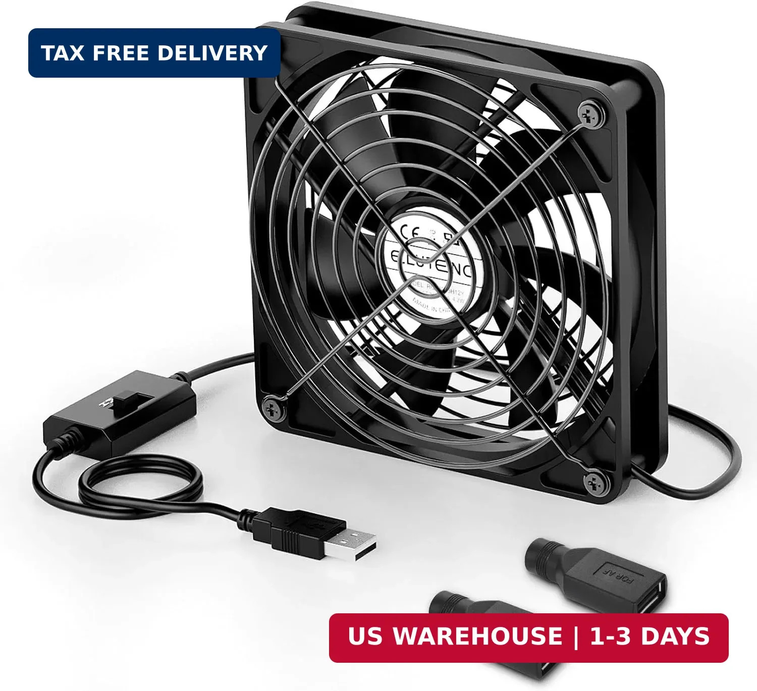 ELUTENG 120mm USB Computer Fan, 5V PC Cooling Fan with 3 Adjustable Speeds