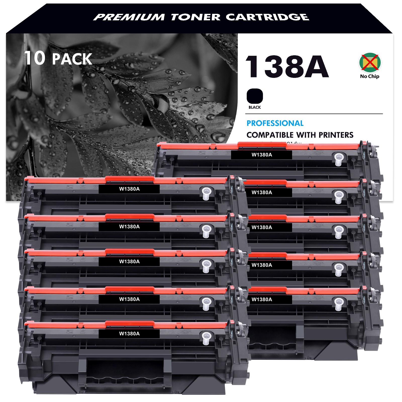 10PK 138A W1380A Toner Fits HP LaserJet Pro 3001dw 3001fdw MFP 3101fdw No Chip