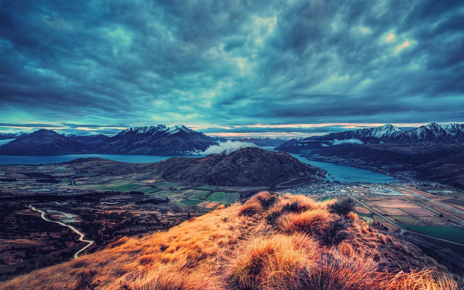 Landscape nature mountains r overcast clouds snowy peak Custom Gaming Mat Desk