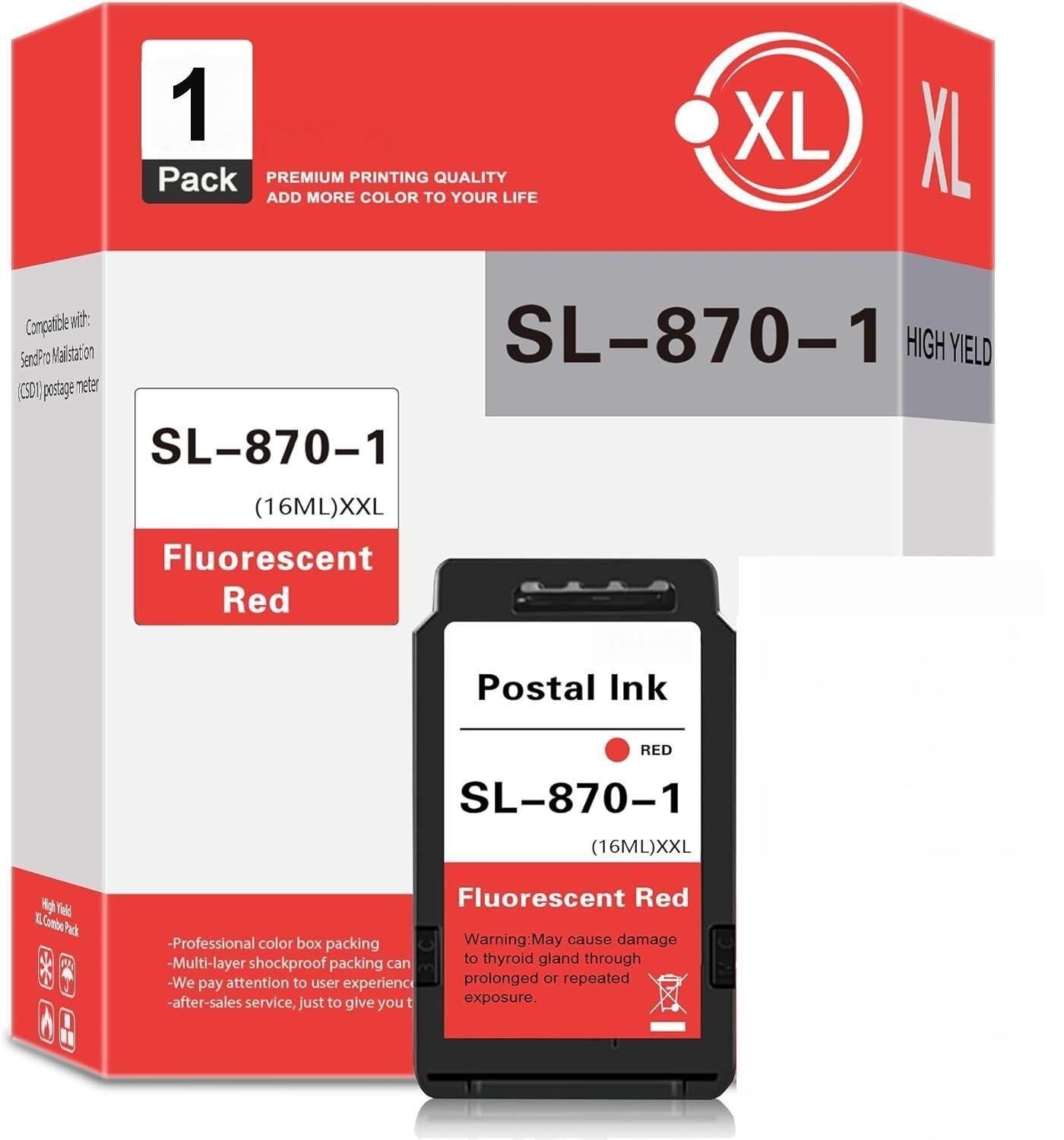 Pitney Bowes SL-870-1 Replacement Red Fluorescent Ink for SendPro Mailstation