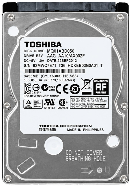 TOSHIBA MQ01ABD050 500GB SATA HDD Tested Sanitized - Premium Grade