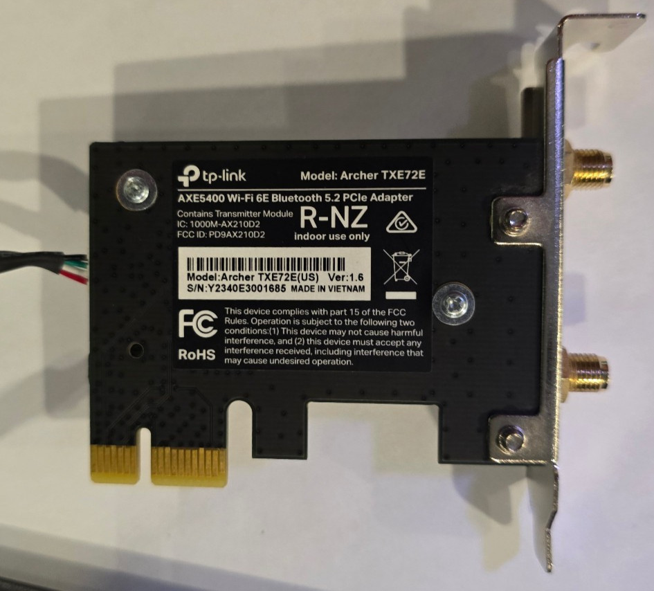 TP-Link Archer TXE72E WiFi 6E AXE5400 PCIe Adaptor READ DESCRIPTION