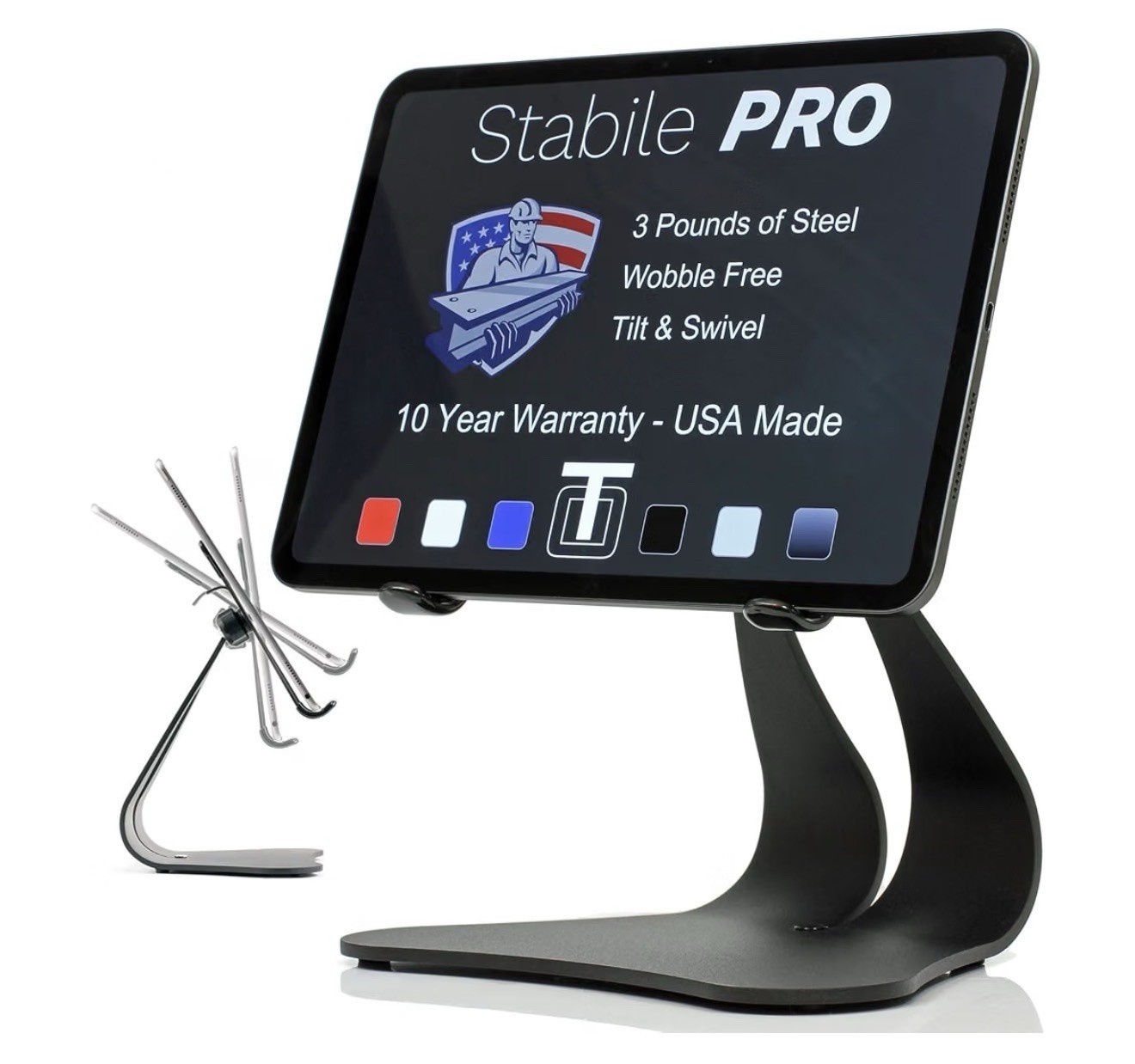 THOUGHT OUT STABILE PRO S IPAD TABLET STAND PIVOTING HEAVY STEEL SILVER USA