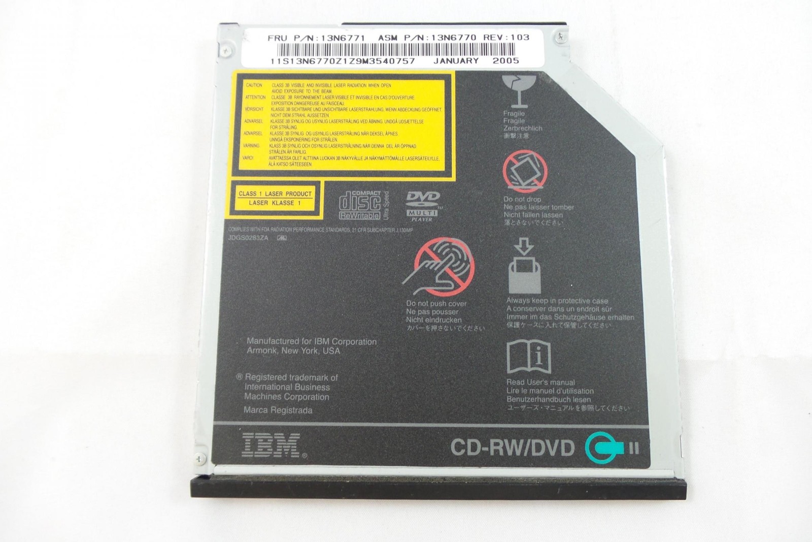 IBM UJDA755 Thinkpad CD-RW/DVD-ROM Combo II Ultrabay Slim Drive (08K9862)