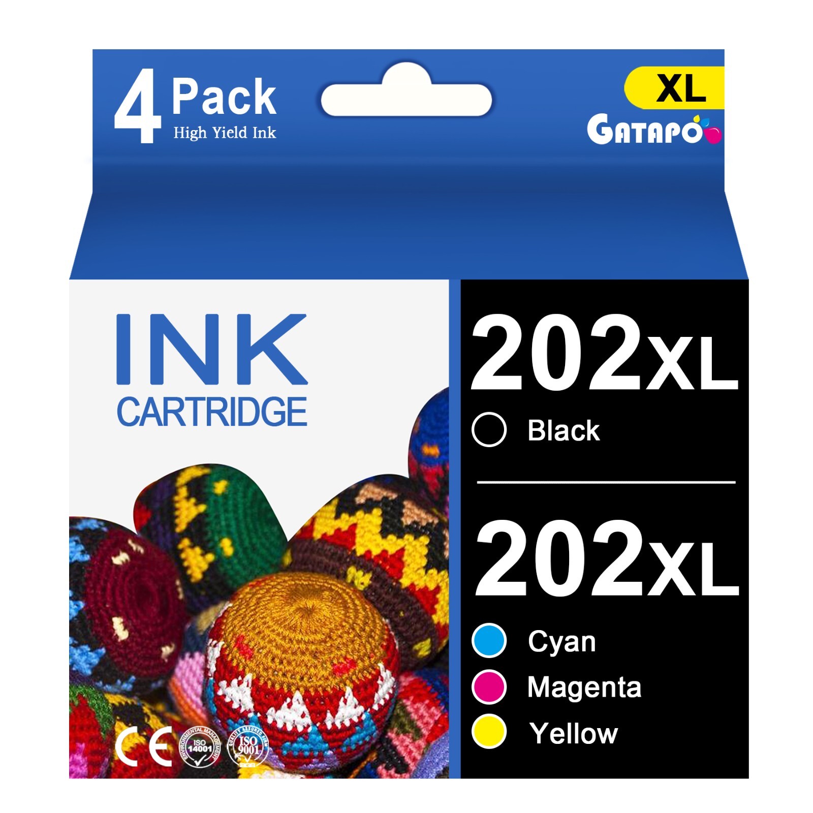 202XL Ink Replacement for Epson 202XL XP-5100 WF-2860 Printers (4 Pack)