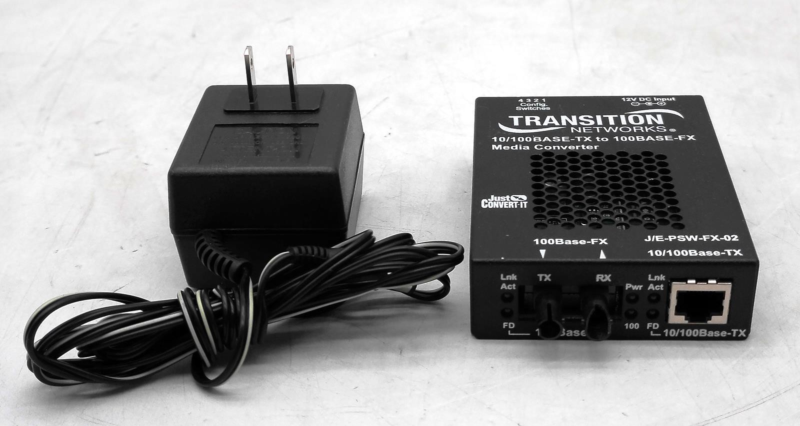 TRANSITION NETWORKS J/E-PSW-FX-02 10/100BASE-TX to 100BASE-FX MEDIA CONVERTER