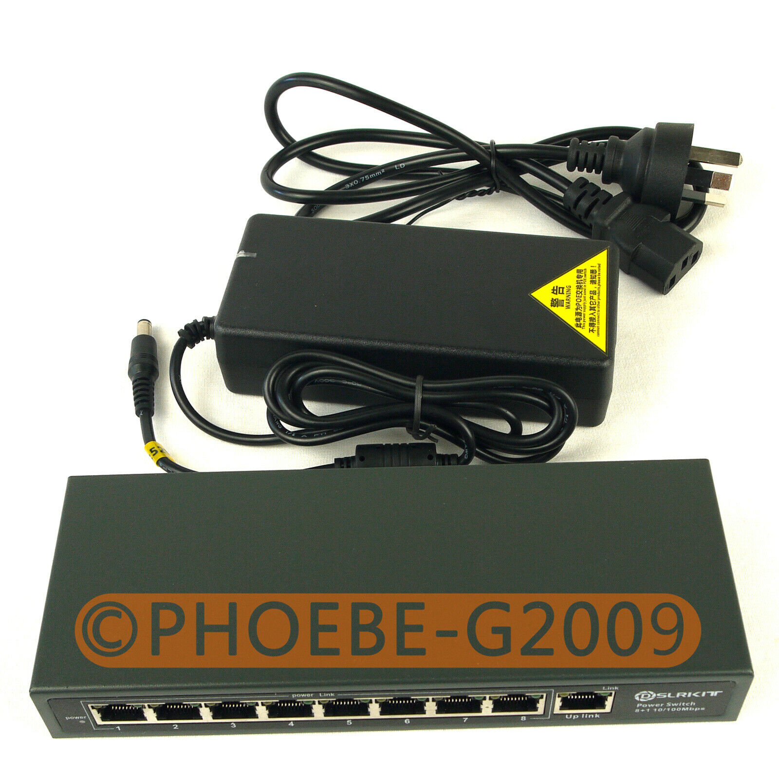 DSLRKIT 120watt 9 Port 8 PoE Switch 802.3af 802.3at Power Over Ethernet PSE18AT