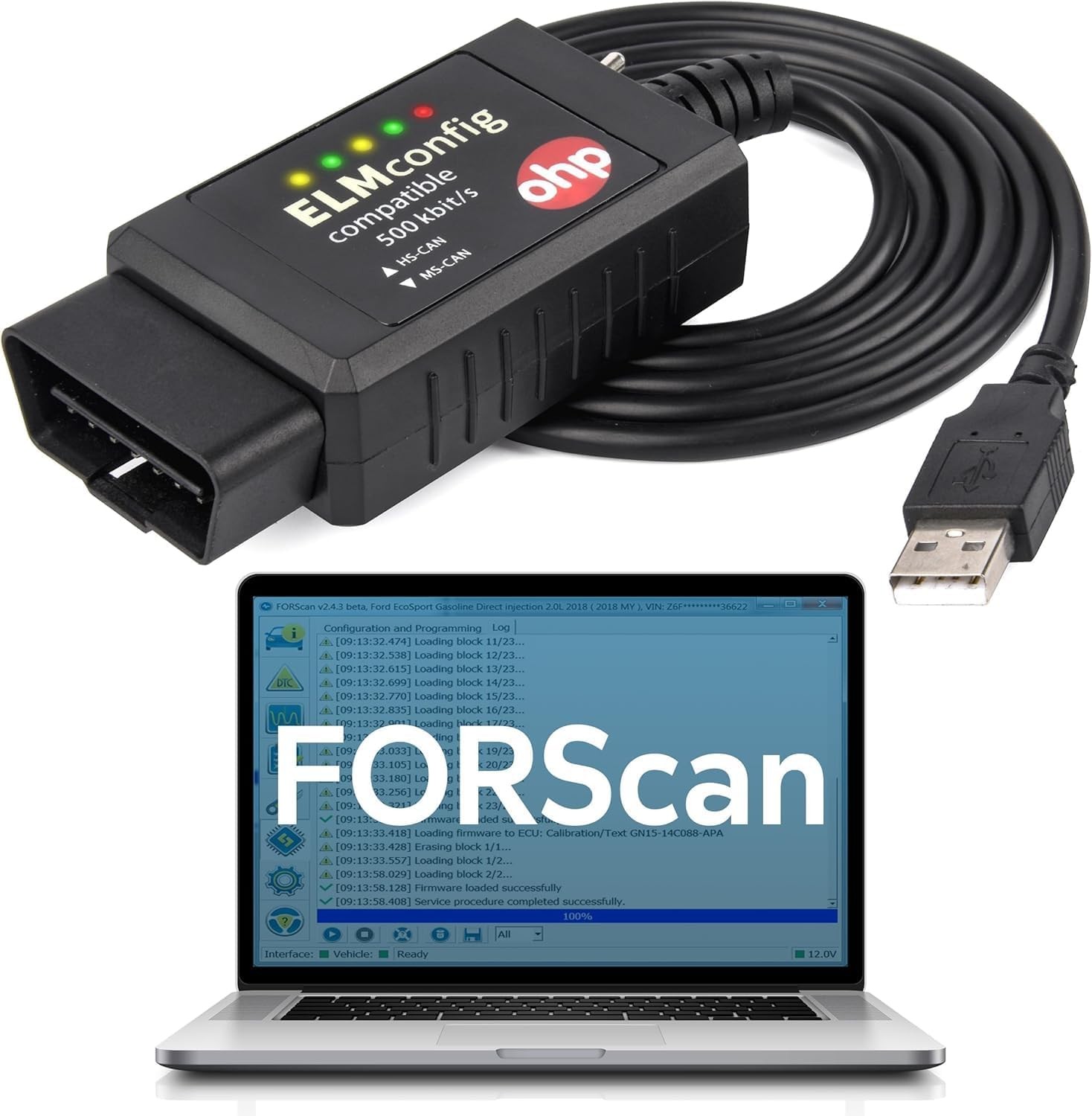 ELM327 OBD2 USB Diagnostic Scan Tool for Ford MS-CAN HS-CAN Code Reader