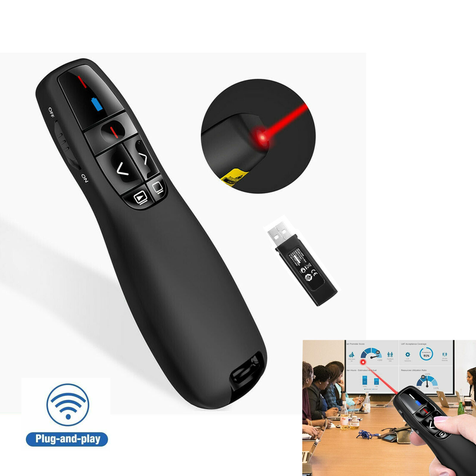 Power point Presentation Remote Wireless USB PPT Presenter Laser Pointer Clicker