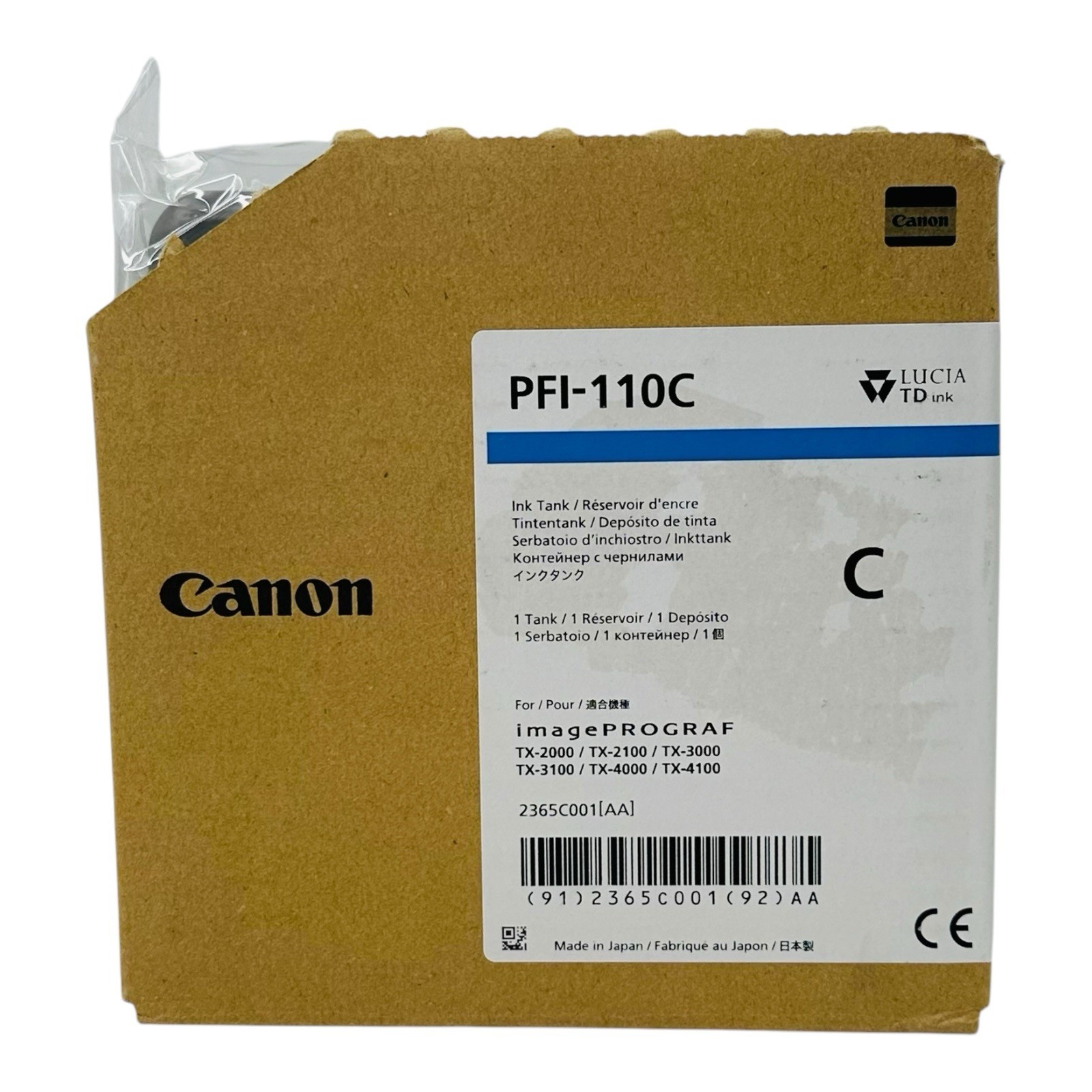 Genuine Canon PFI-110C Cyan Ink for TX-2000/2100/3000/3100/4000/4100 Exp.04/2026