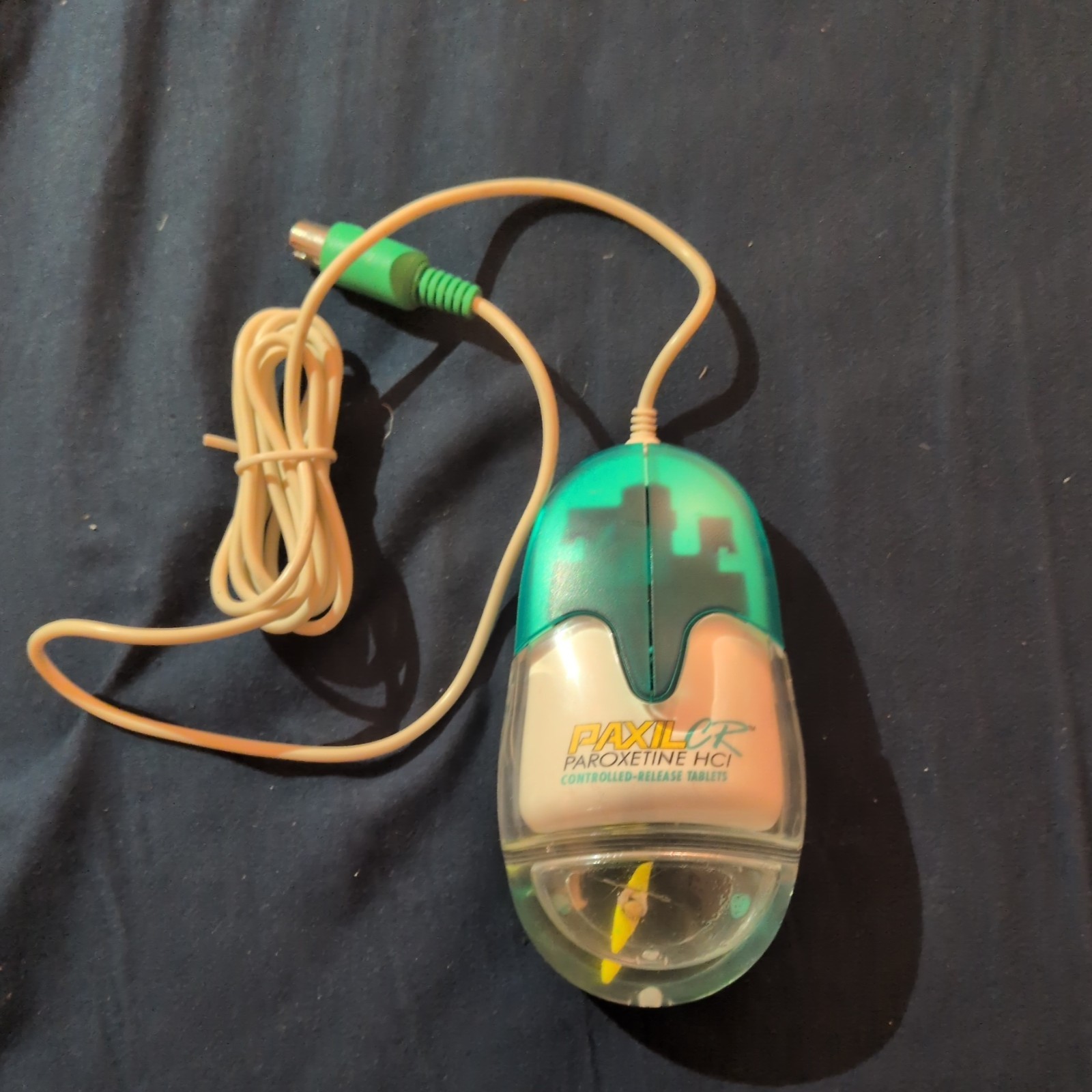 RARE MINT Vintage AQUA Mouse PaxilCR 2-Button PS/2 Mechanical BallMouse Kayak🔥