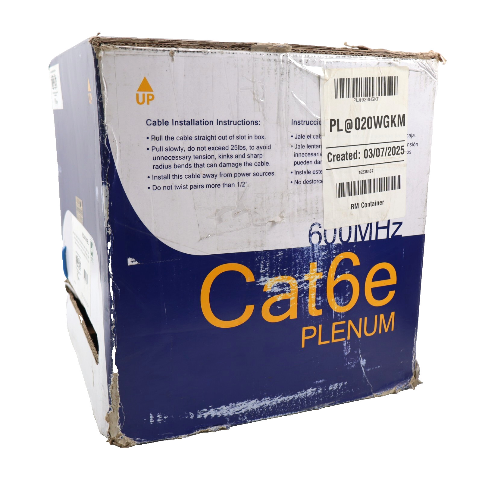 TRIPP LITE Cat6e Bulk Solid-Core Cable, Plenum-Rated PVC Blue 1000' N224-01K-BL