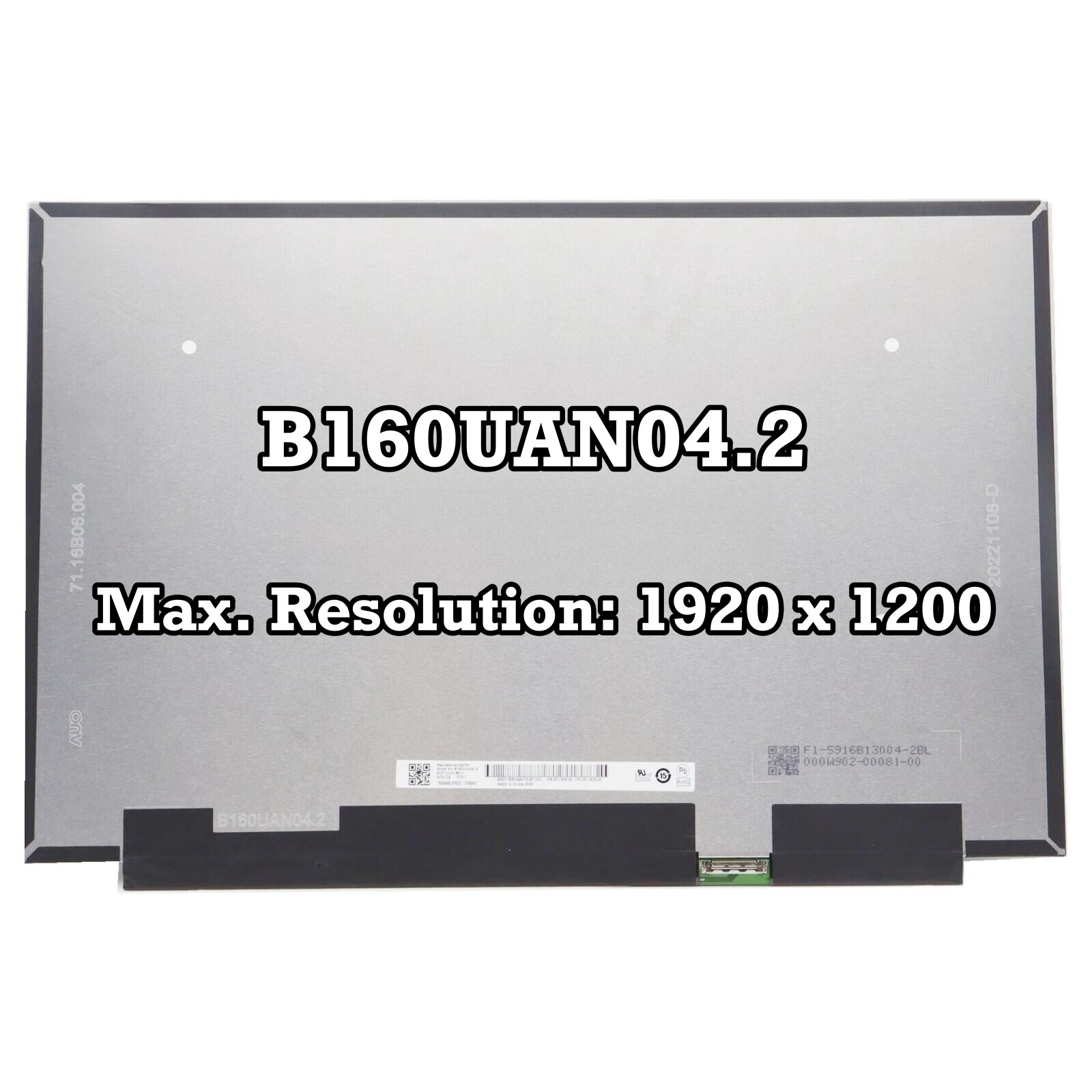 B160UAN04.2 Replacement Matrix Panel 16.0 inch 1920X1200 Laptop LCD Screen New