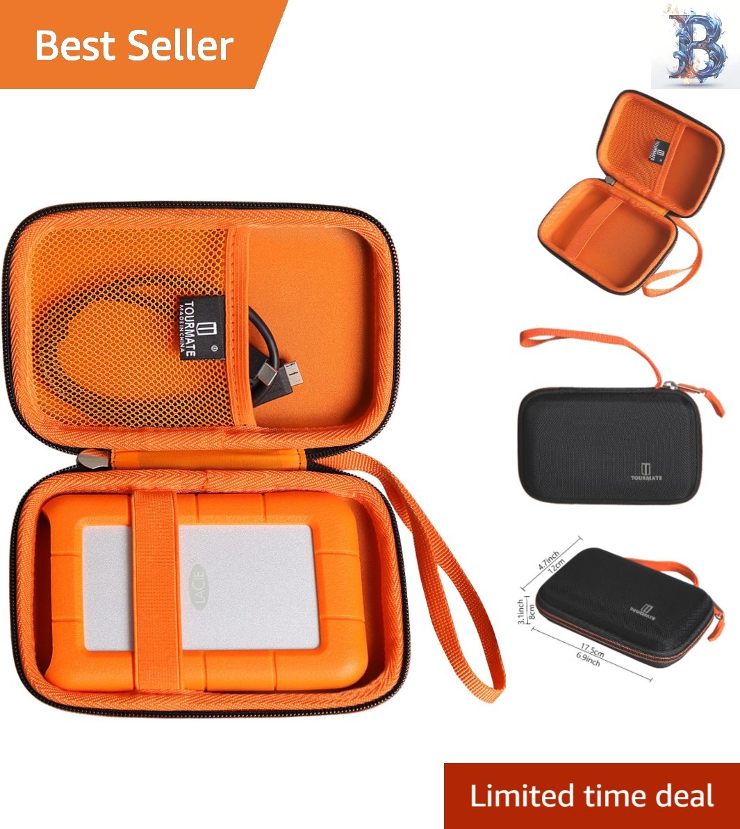 Shock-Proof Hard Travel Case for LaCie Rugged Mini External HDD - Stylish Design