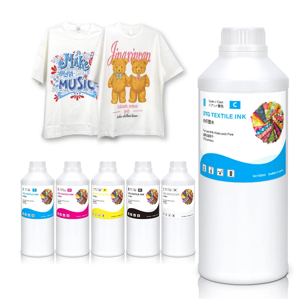 5*1000ML High Quality Water Base DTG Ink for Konica 512 Professional Printing