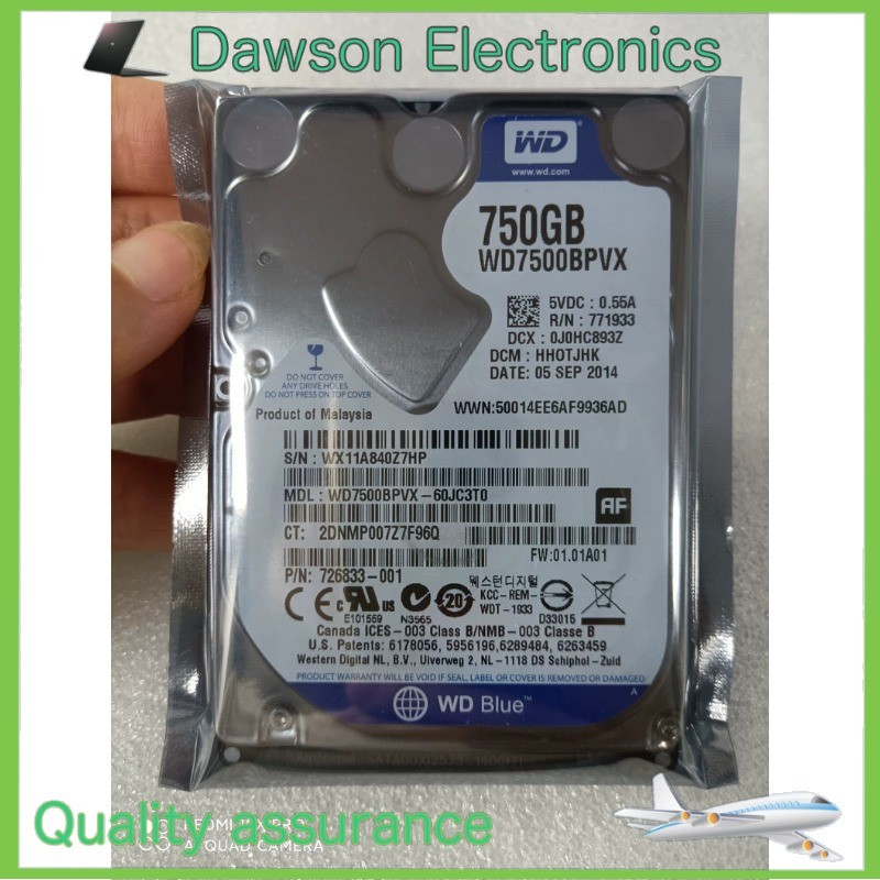 New Western Digital 750GB WD7500BPVX 5400RPM SATA 2.5" Laptop HDD Hard Drive