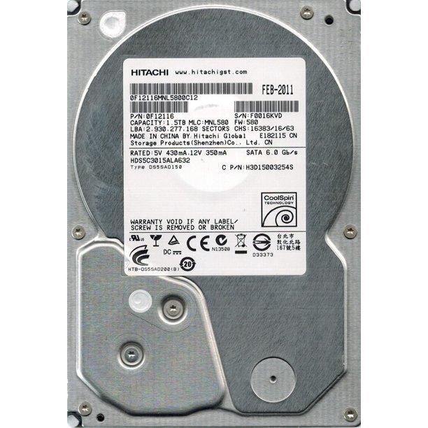 0F12116 Hitachi HDS5C3015ALA632 1.5TB, 3.5" Internal Hard Drive