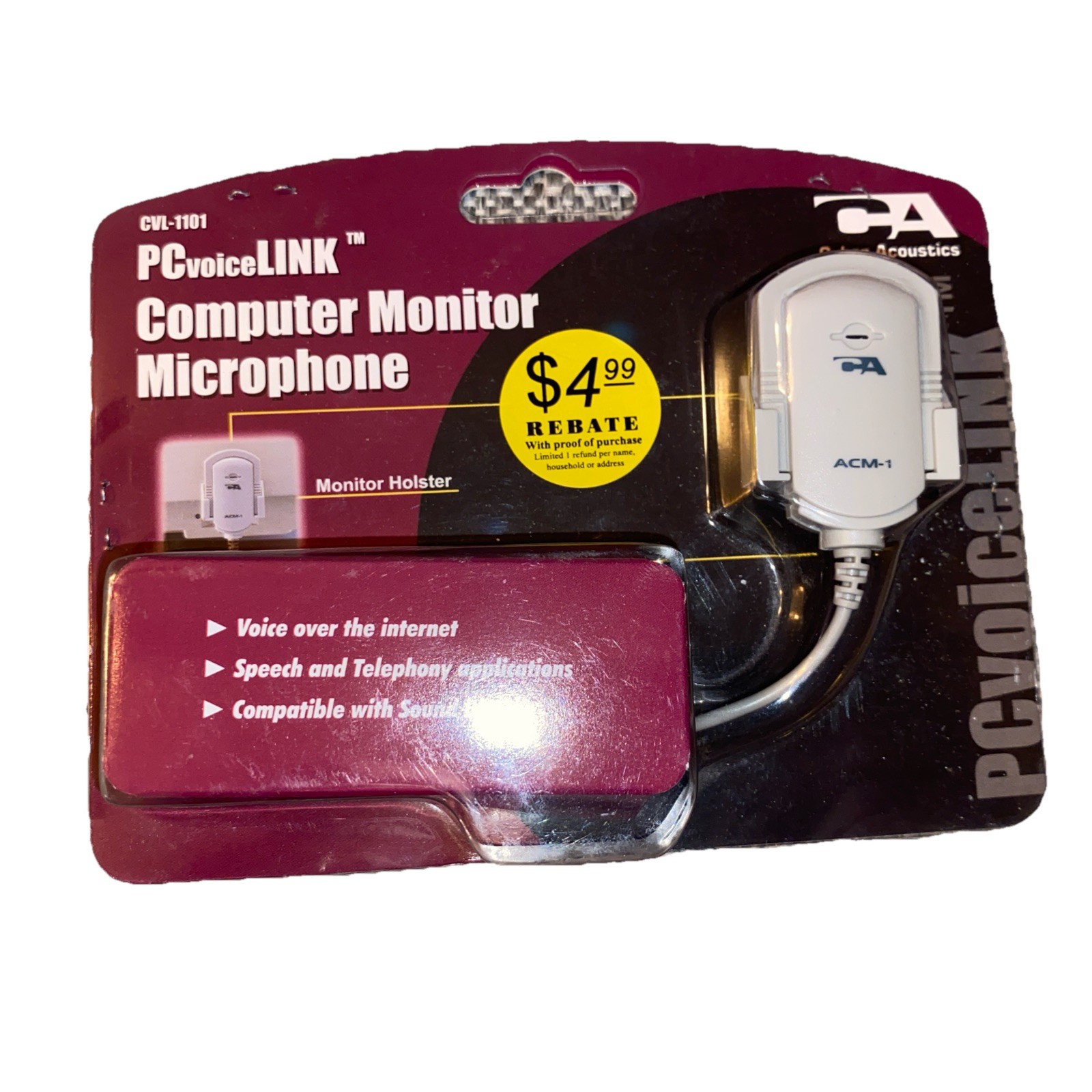 CA Cyber Acoustics PCvoiceLINK CVL-1101 Computer Microphone for VOI