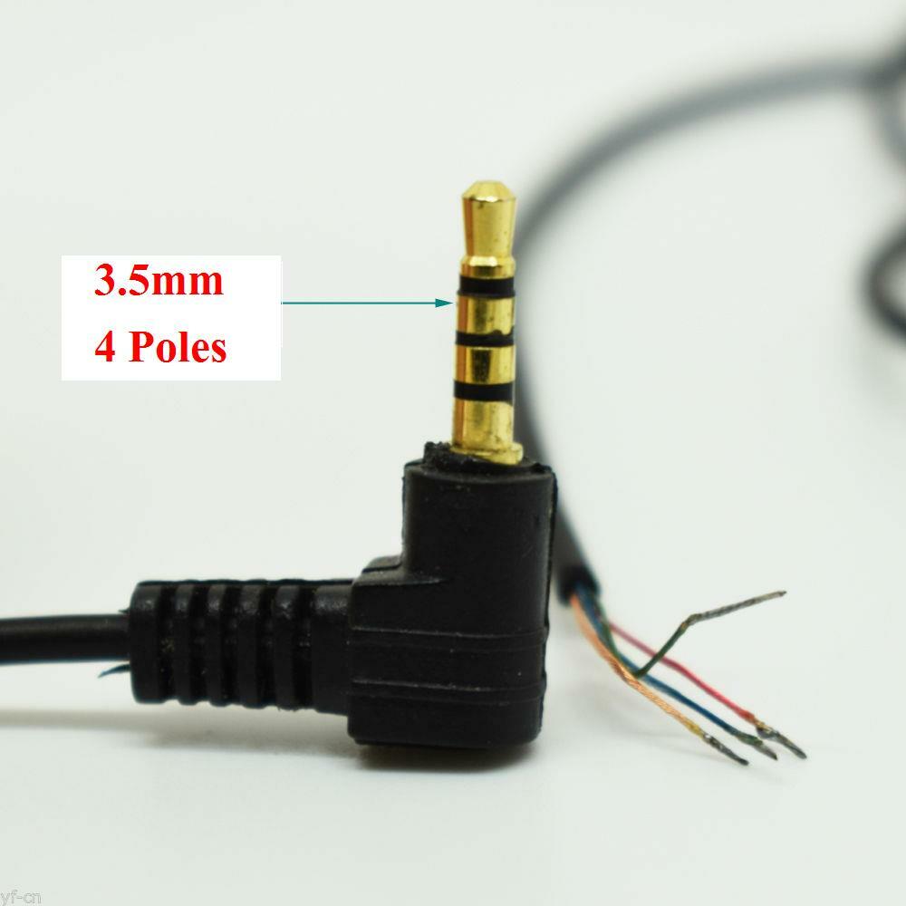 2PCS 1M 3' 3.5mm Stereo Video jack Plug to 3 Pole & 4 Pole Solder Bare Wire End 