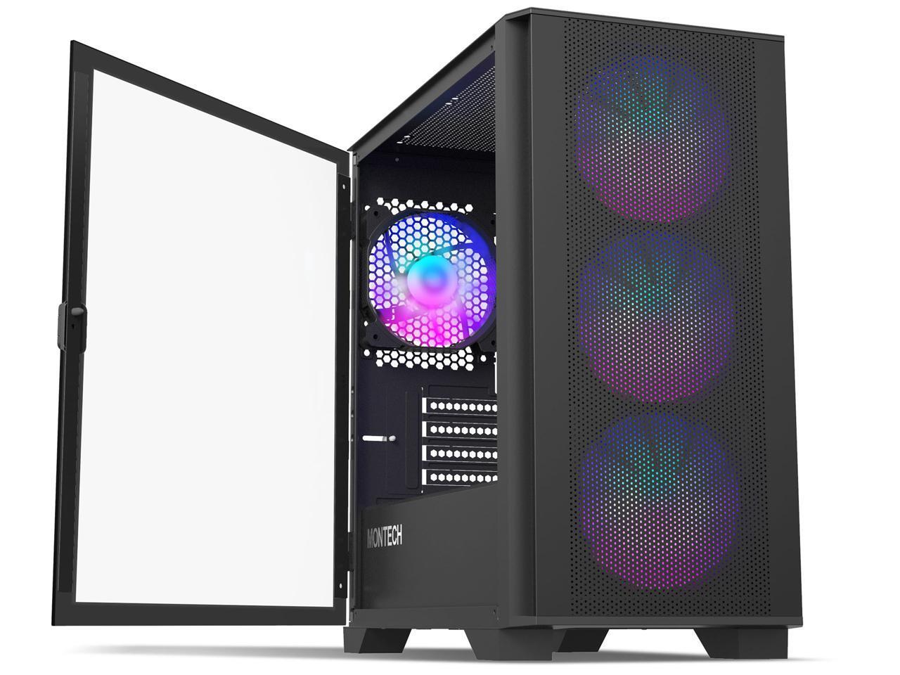 Montech AIR 100 ARGB MICRO-ATX Tower with Four ARGB Fans Pre Installed, Ultra-Mi