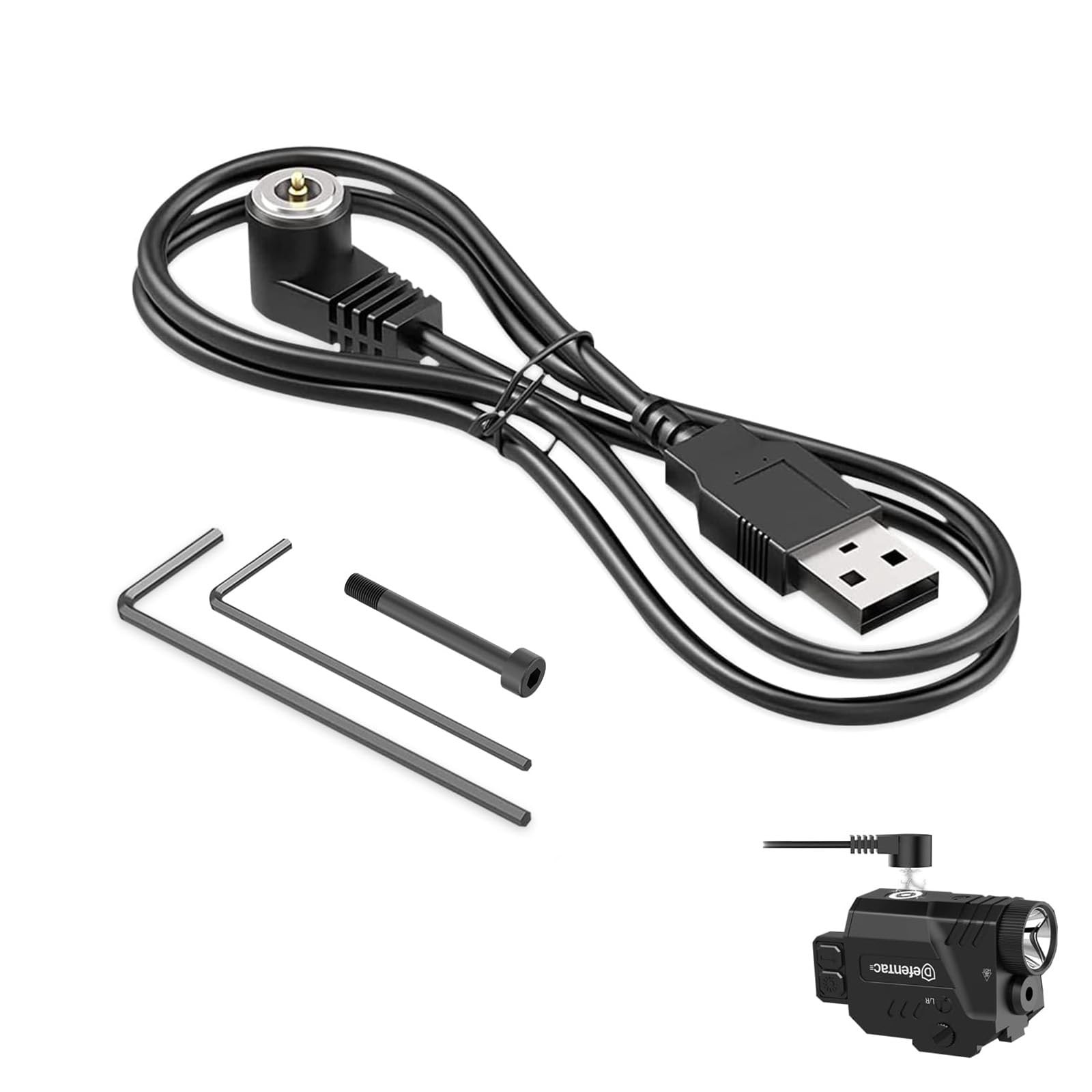 DEFENTAC USB Magnetic Charging Cable Compatible with Tactical 15 cm, Black