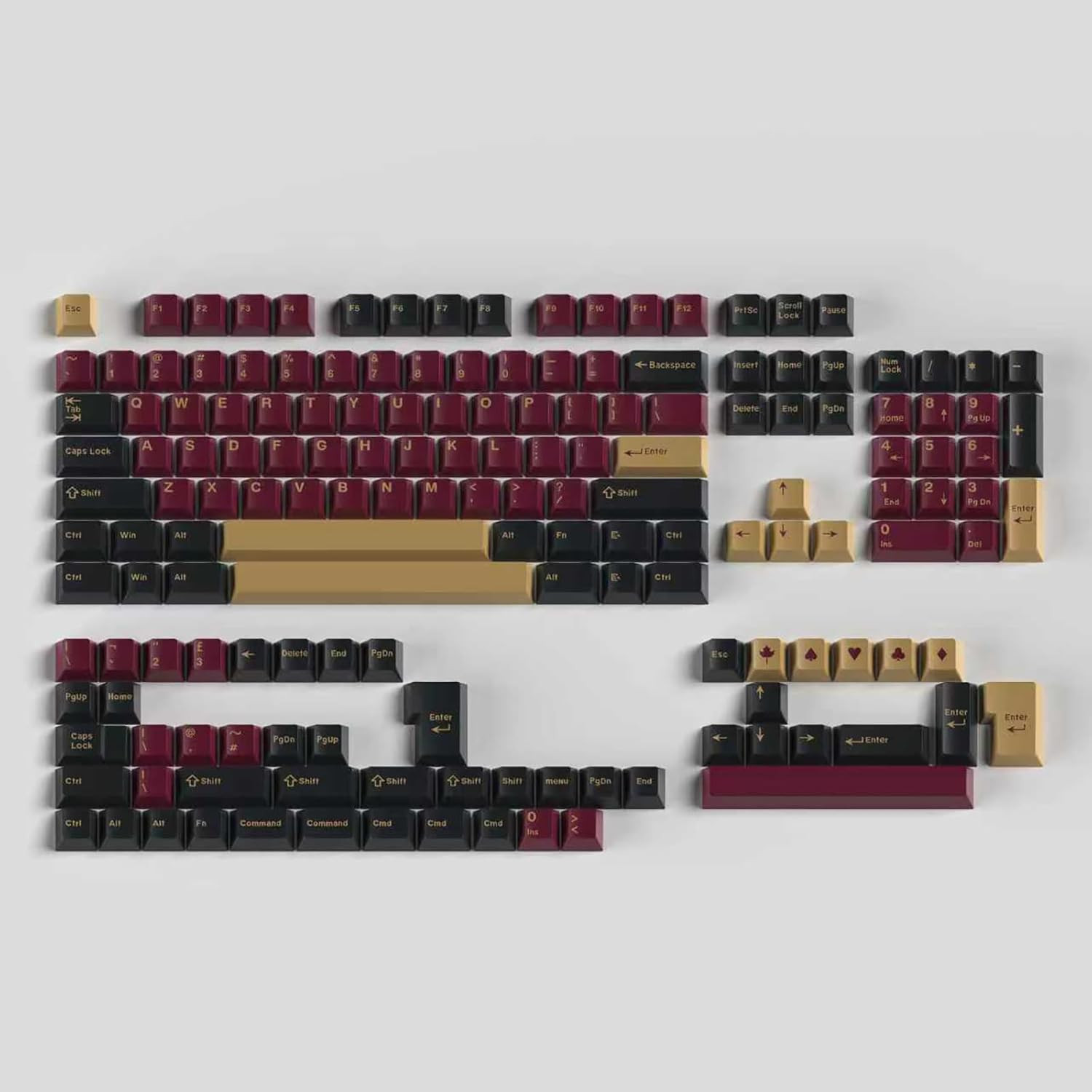 Sumgsn 163 Keys Double Shot Keycaps Cherry Profile Red Samurai Keycaps Set Fit f