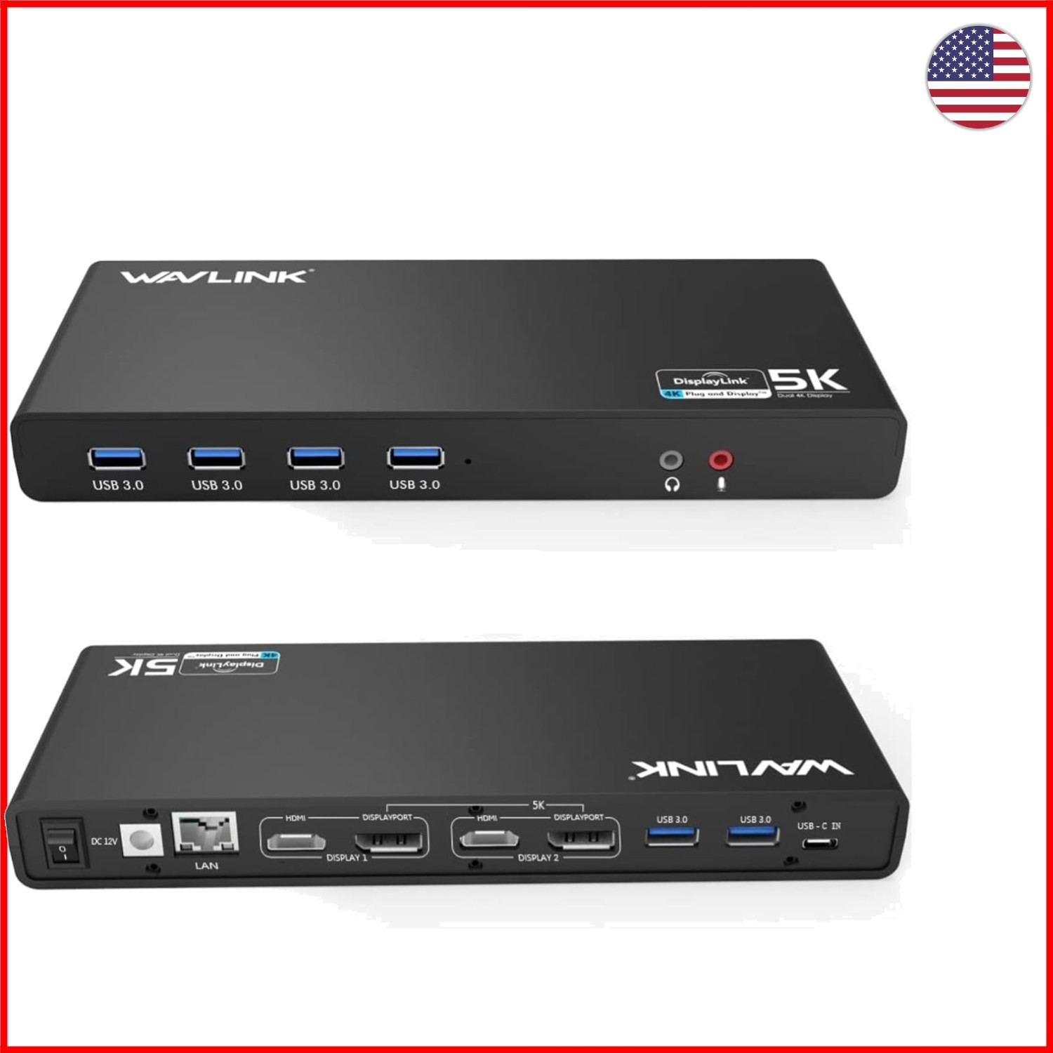 DisplayLink Dual 4K@60Hz Docking Station for Mac & Windows - Boost Productivity