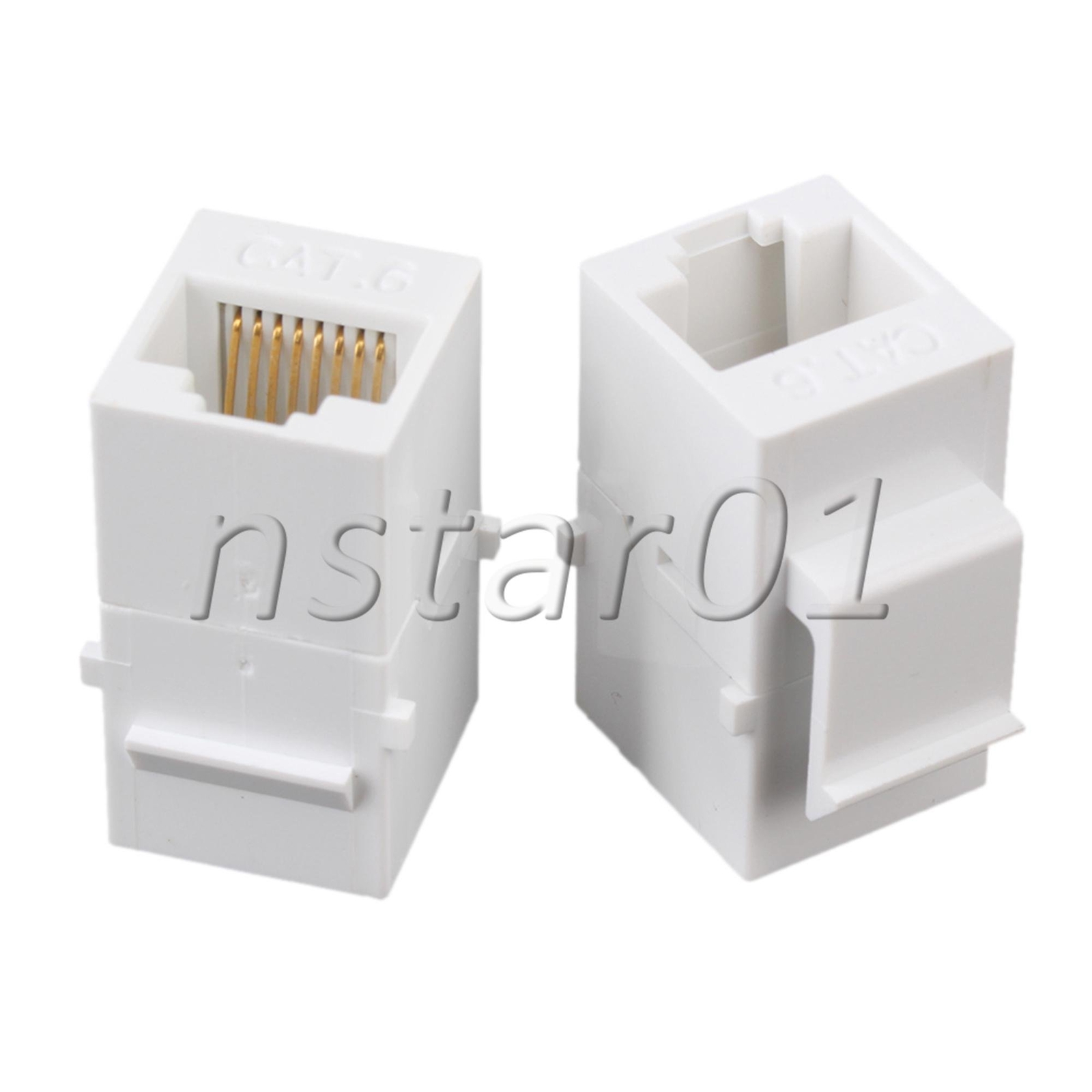 Cat6 RJ45 Ethernet Jack Coupler Female to Female Adapter Plug Set of 25 White