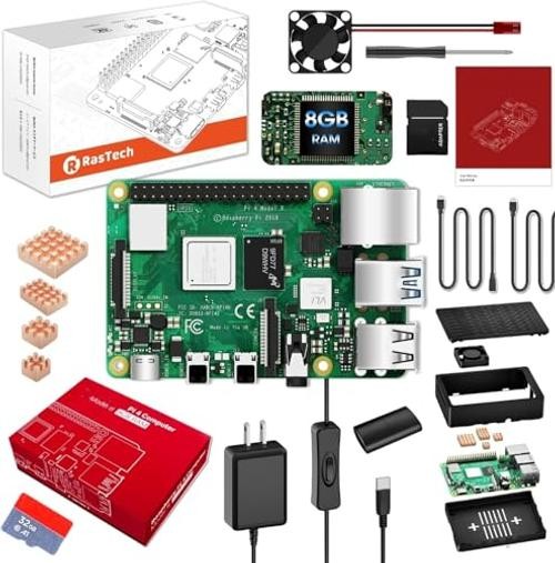 RasTech Raspberry Pi 4 with Pi4 8GB Board,with 32GB Card 4 8GB Starter Kit