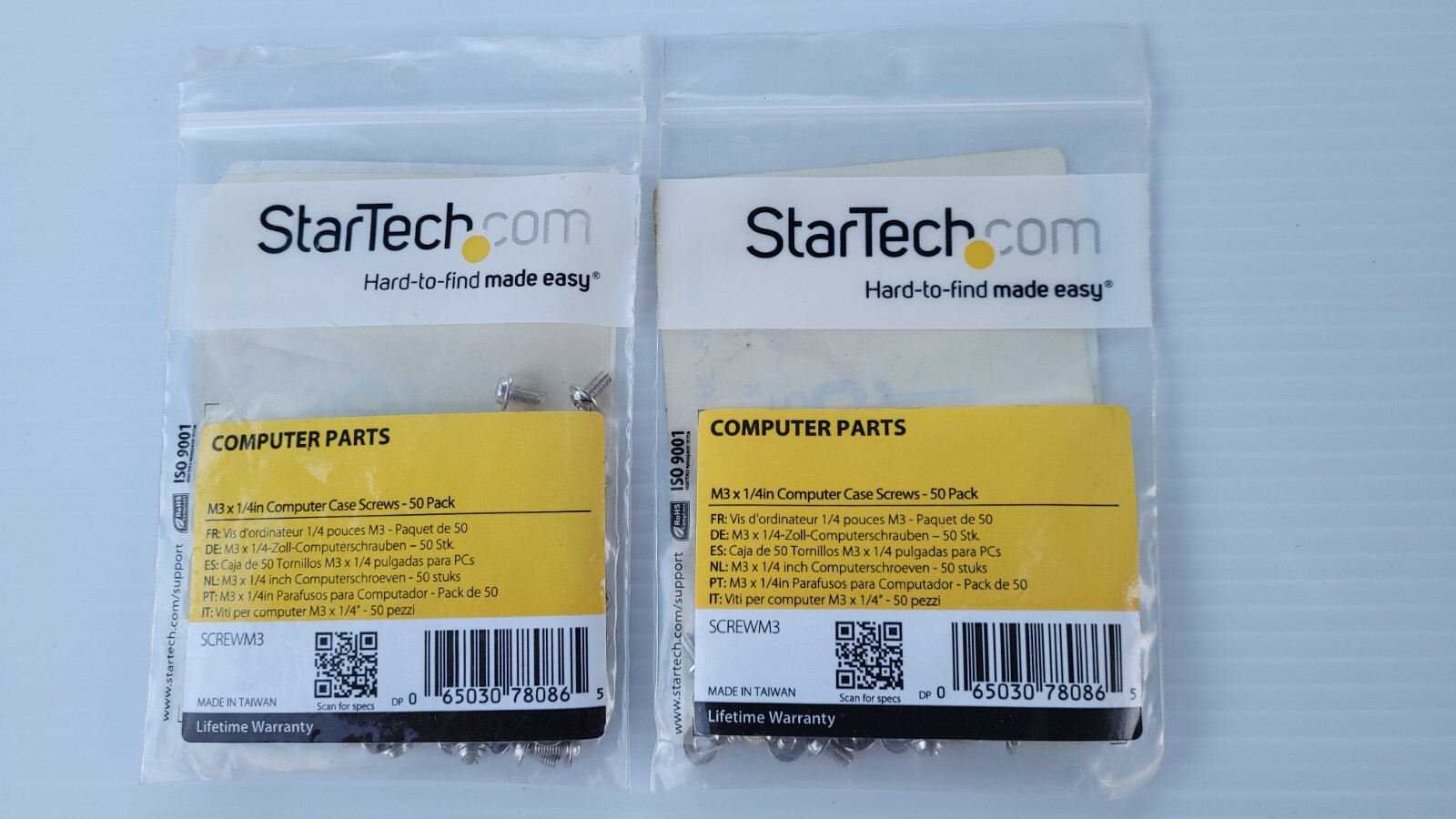 100-StarTech PC Mounting Computer Screws M3 x 1/4in SCREWM3 (2- Packs of 50)