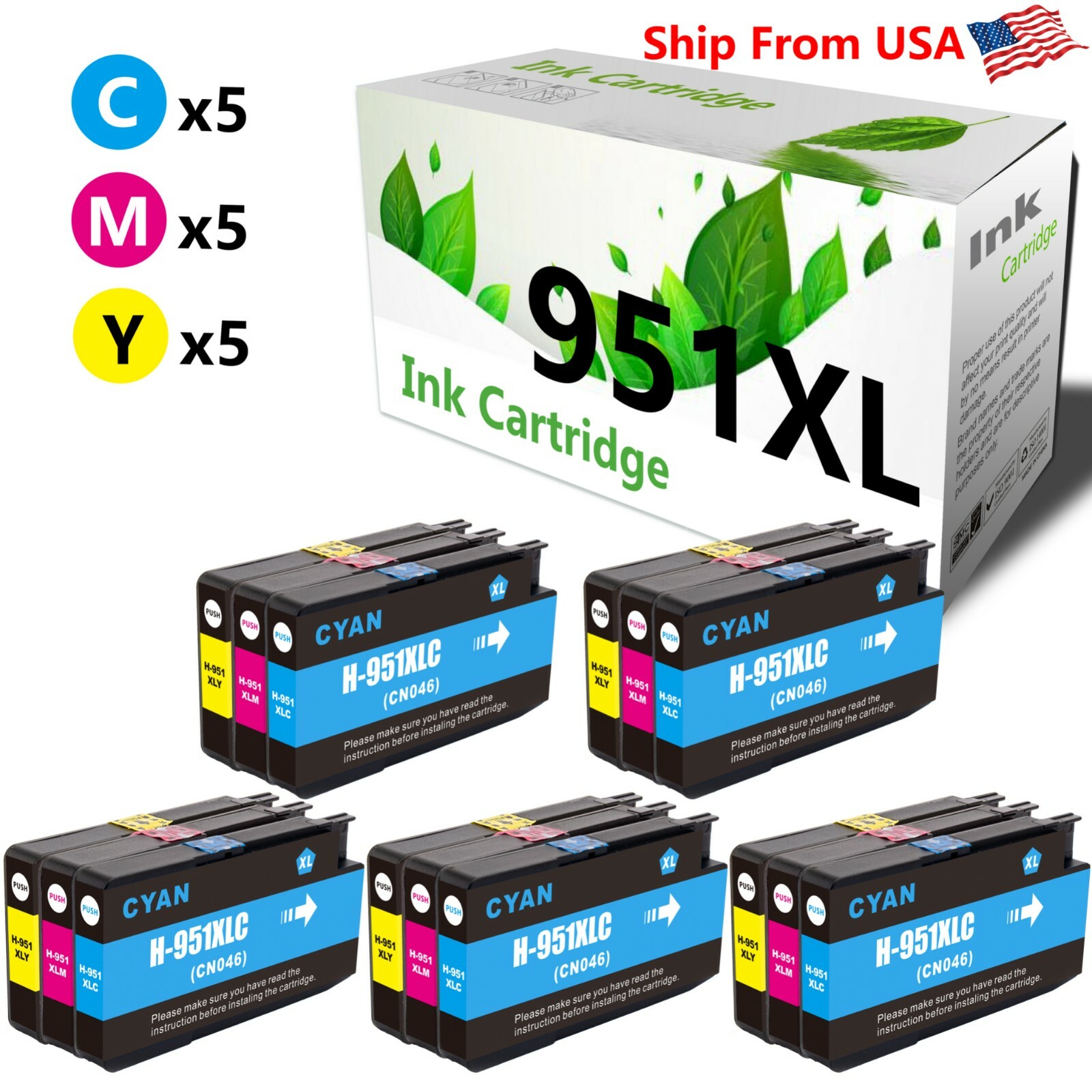 15PK 950XL 951 XL Ink Cartridge for OfficeJet Pro 251DW 276DW 8600 Printer