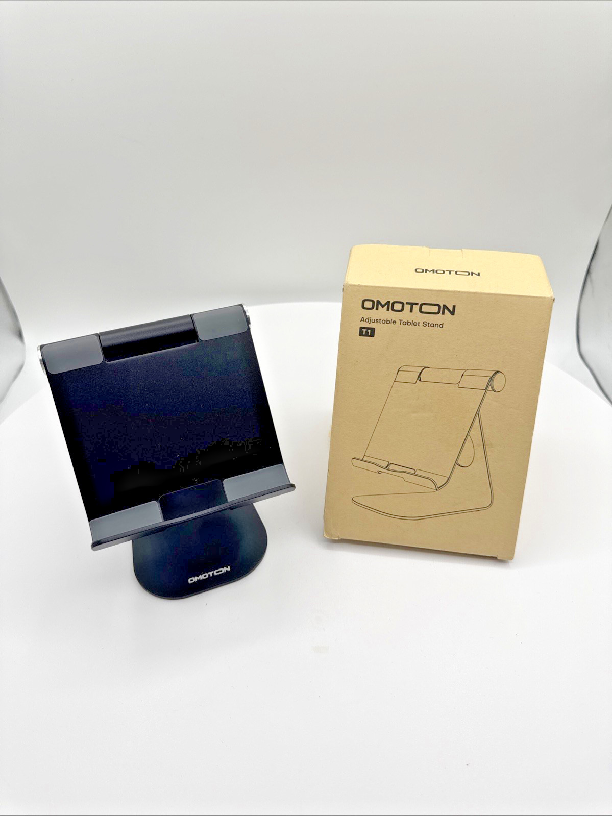 OMOTON T1 Tablet Stand Adjustable Aluminum iPad Samsung Galaxy Tab Phone Black