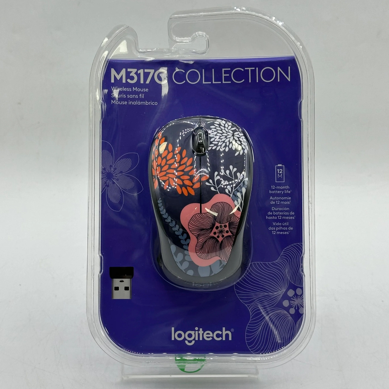New Logitech M317C 910-005756 Wireless Mouse Bosque Flo