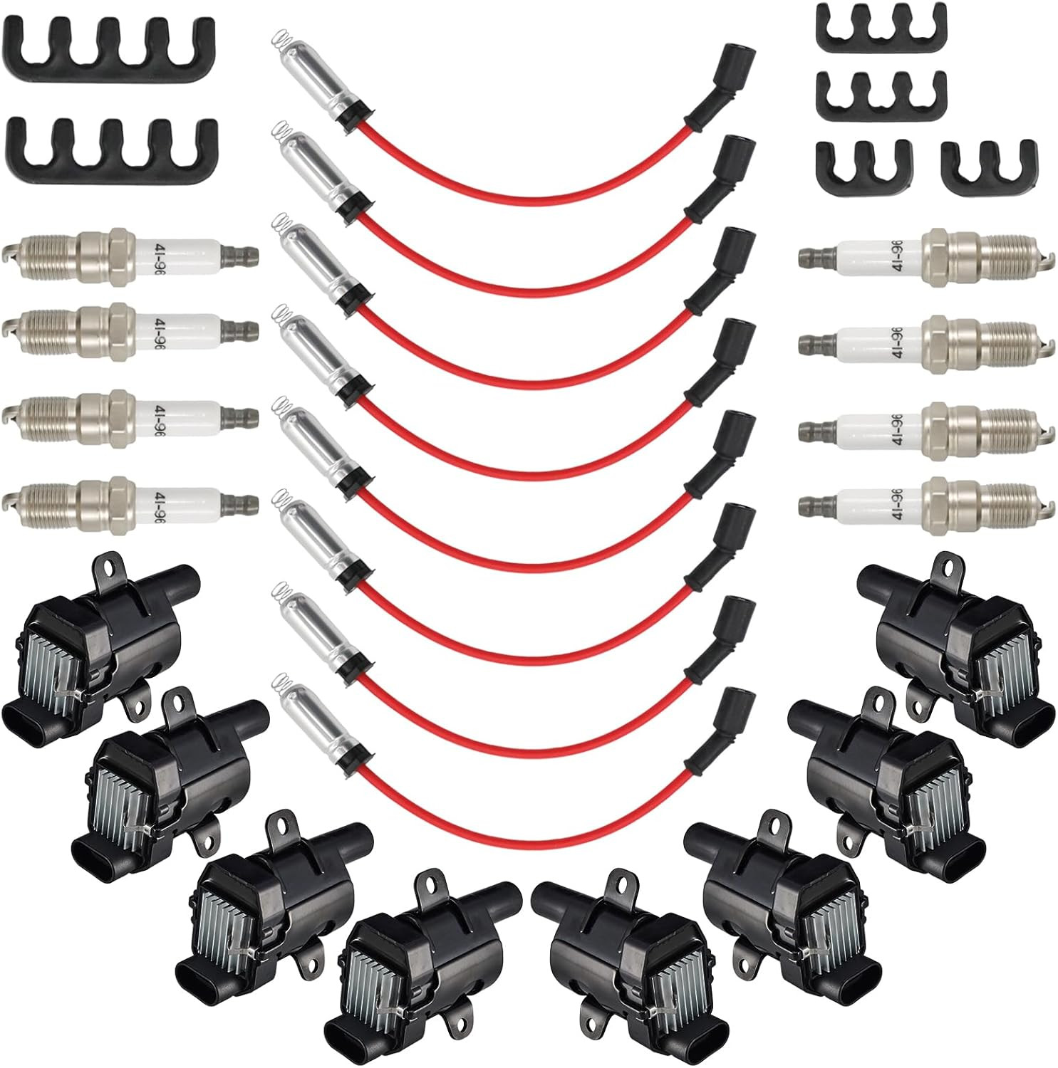 8 Pcs UF262 round Ignition Coil Set with 41-962 Spark Plugs 12192192 748UU Spark