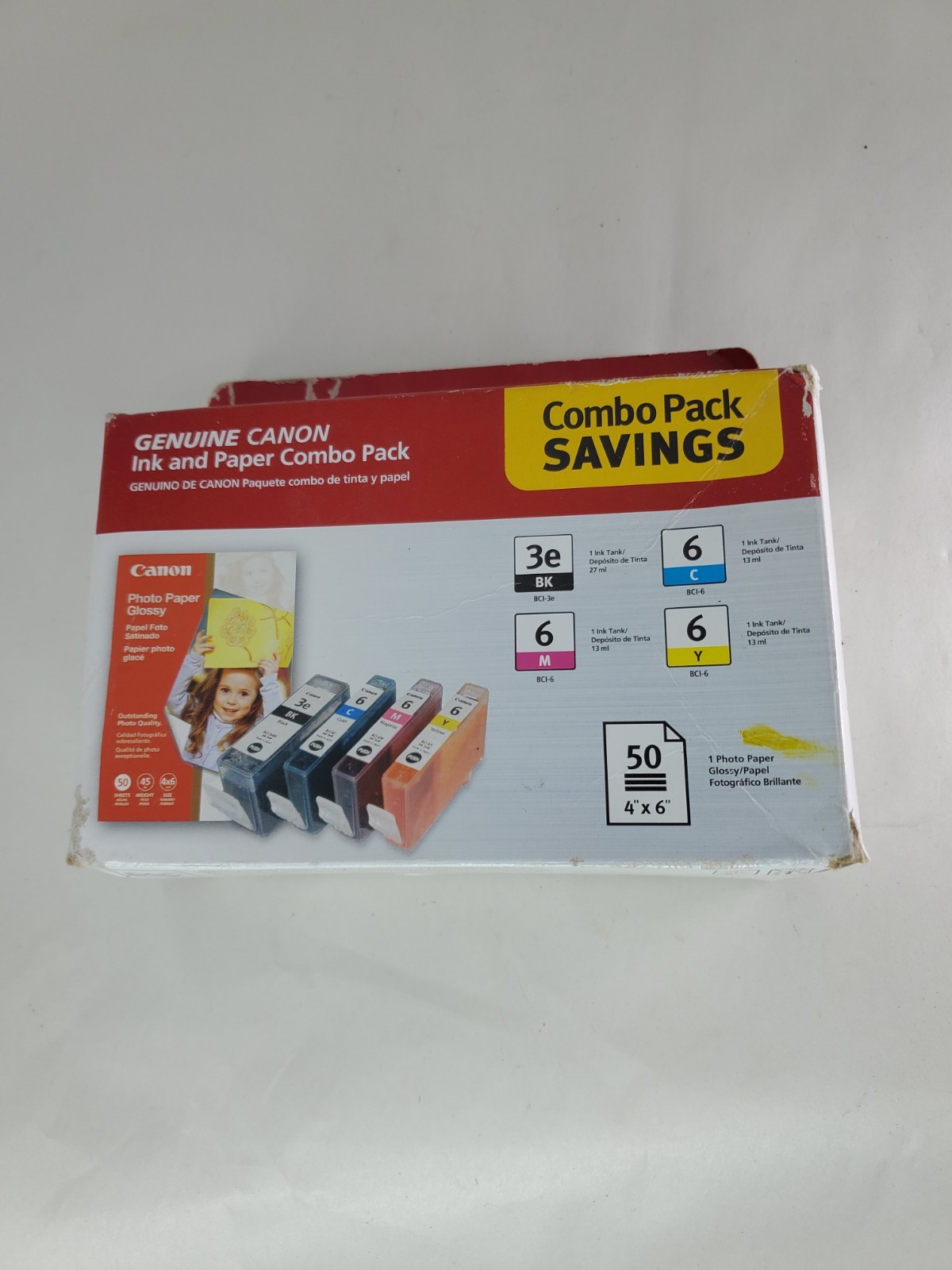 Genuine Canon BCI-3E/BCI-6 Ink & Photo Paper Combo Pack Ink Cartridges