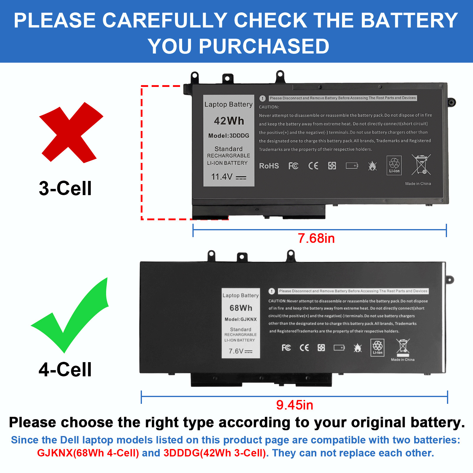 ✅LOT GJKNX Battery For Dell Latitude 5480 5580 5280 5490 5491 5580 5590 5591 US