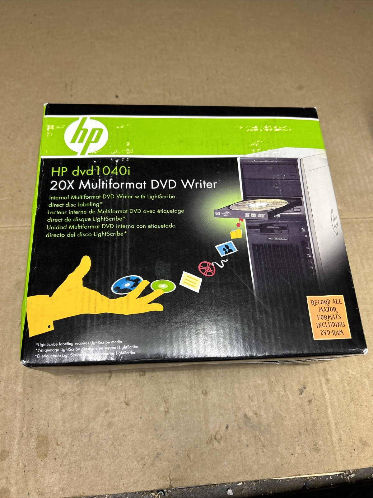 HP dvd1040i 20x Multiformat DVD Writer Lightscribe Direct Disk Labeling - Sealed