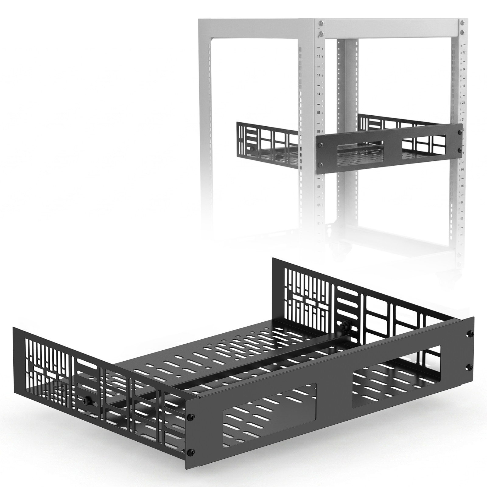 ynVISION Custom Rack Shelf Compatible with WiiM Amp and Wiim Amp Pro | 2U 19"